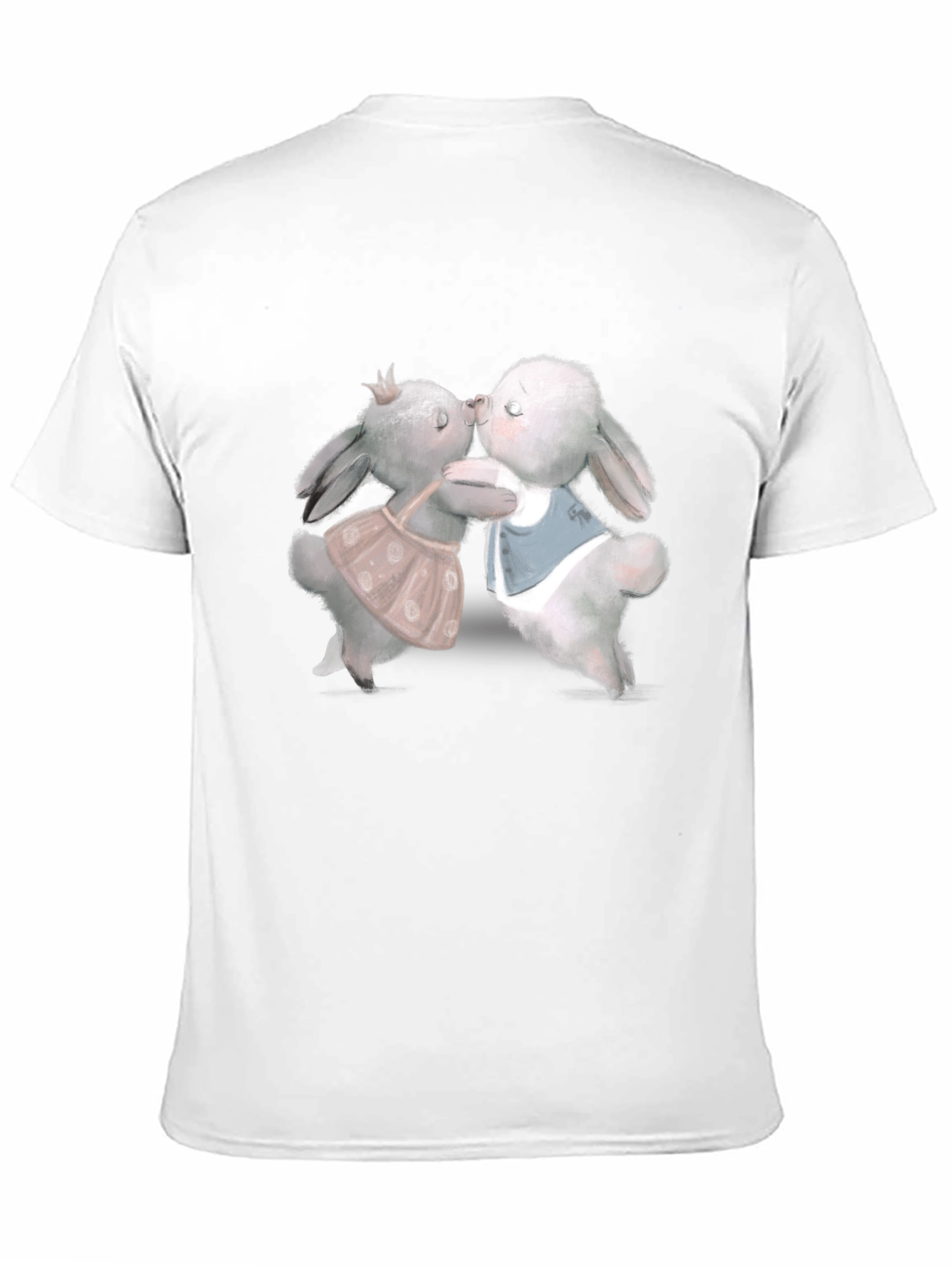 Cute Rabbit Kissing Graphic Tee - Black T-Shirt