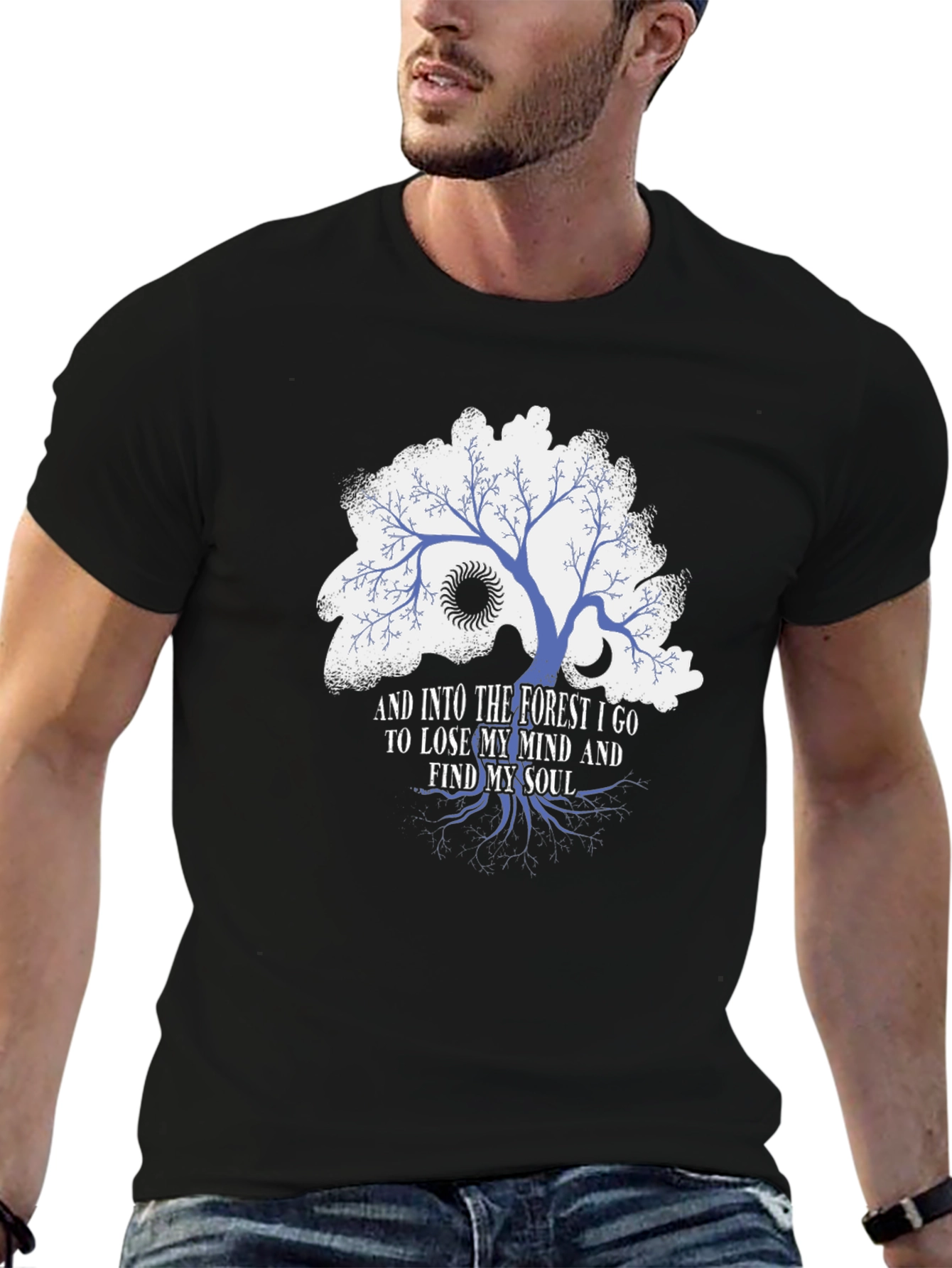 Forest Mind Soul Graphic T-Shirt - Black