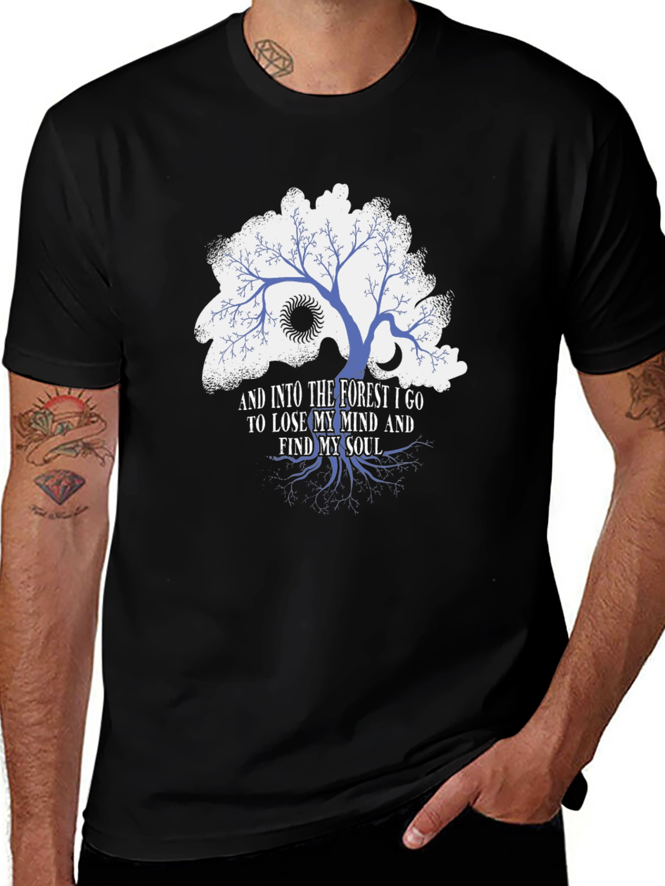 Forest Mind Soul Graphic T-Shirt - Black
