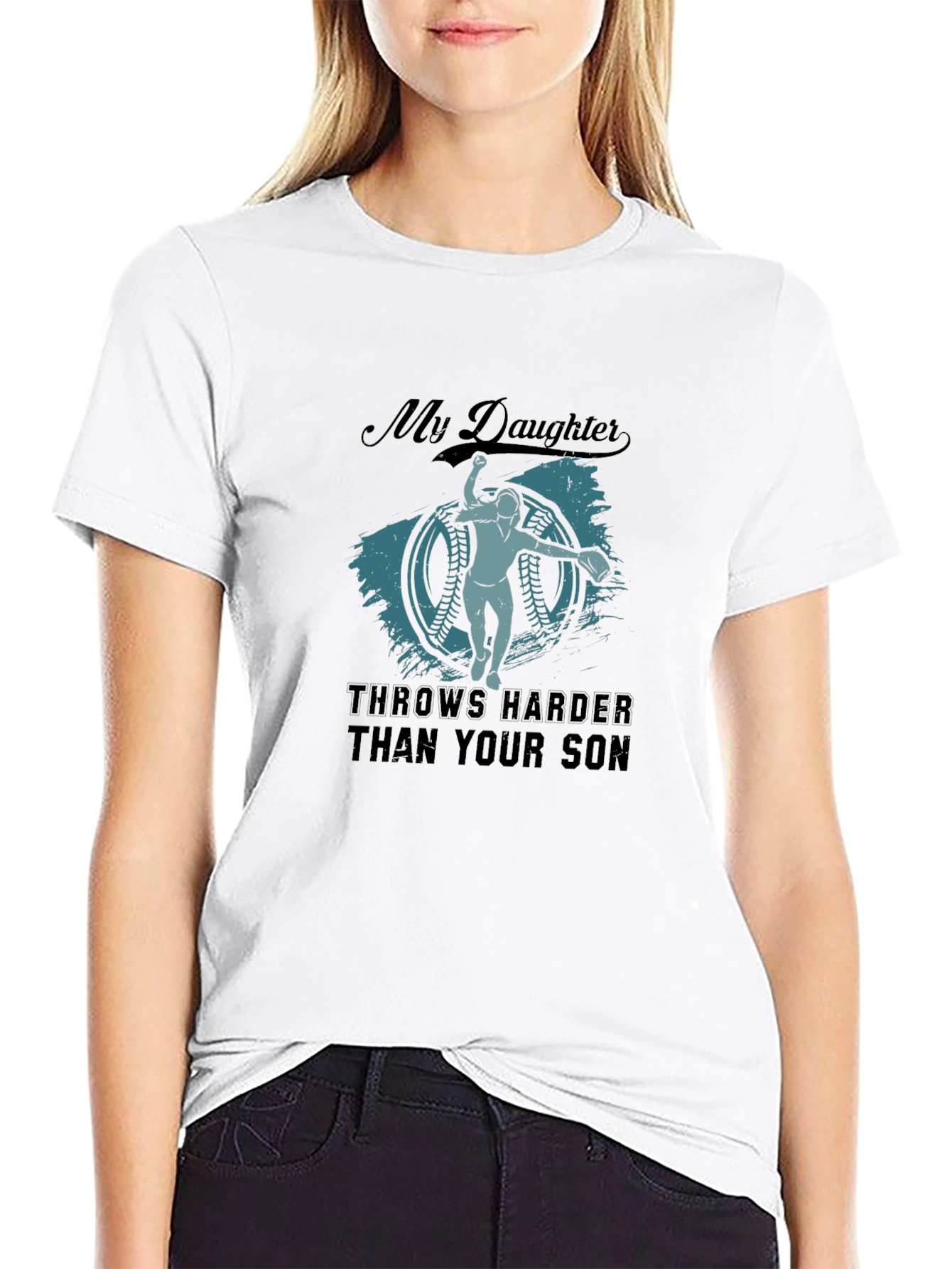 My Daughter Throws Harder T-Shirt - Baseball Apparel