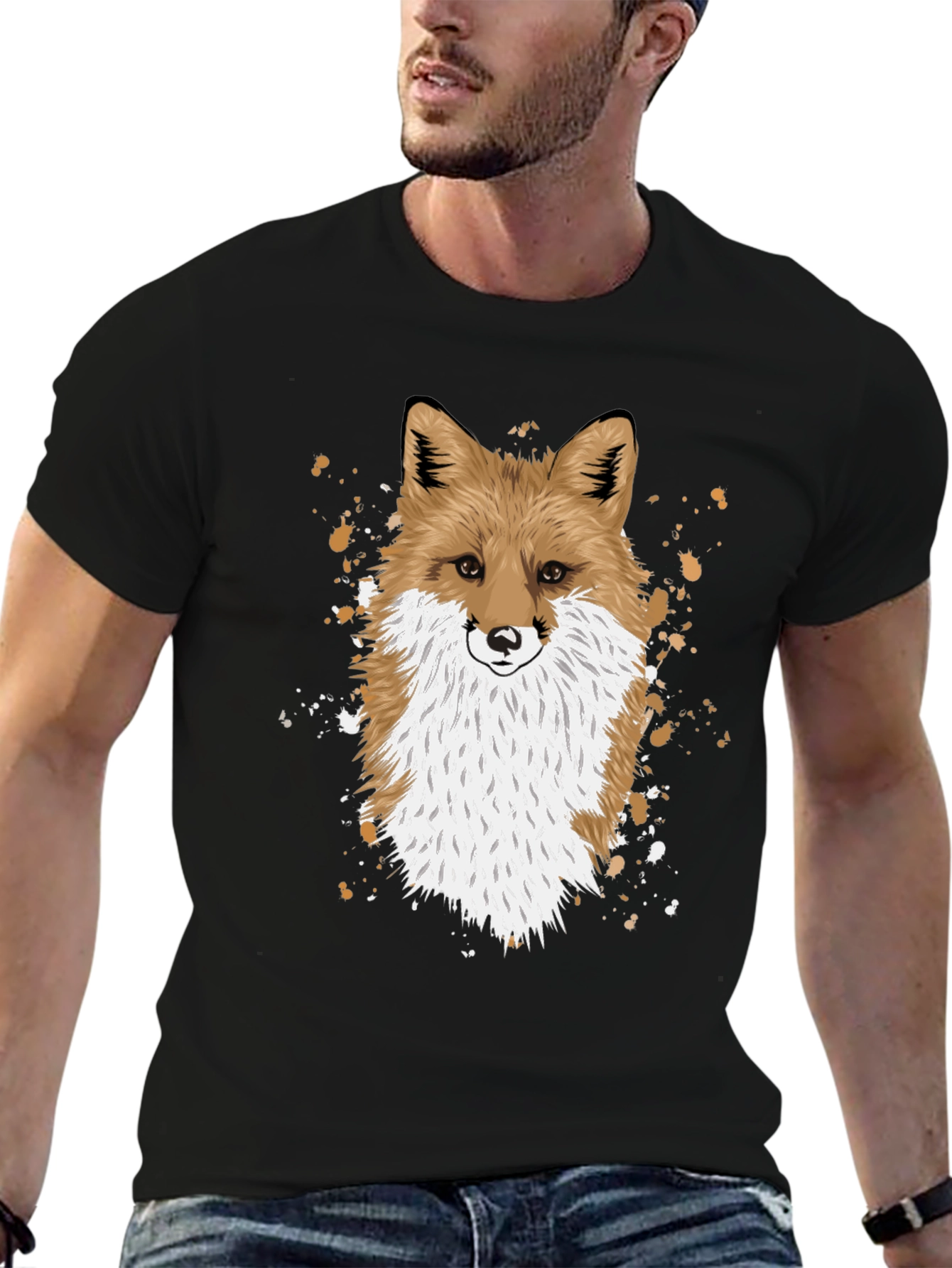 Fox Graphic Print T-Shirt - Stylish Animal Design
