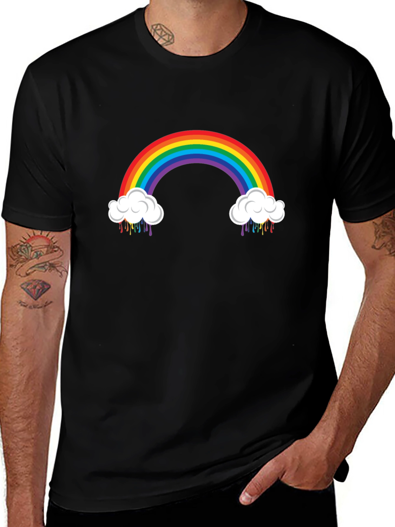 Rainbow Cloud Graphic Black T-Shirt