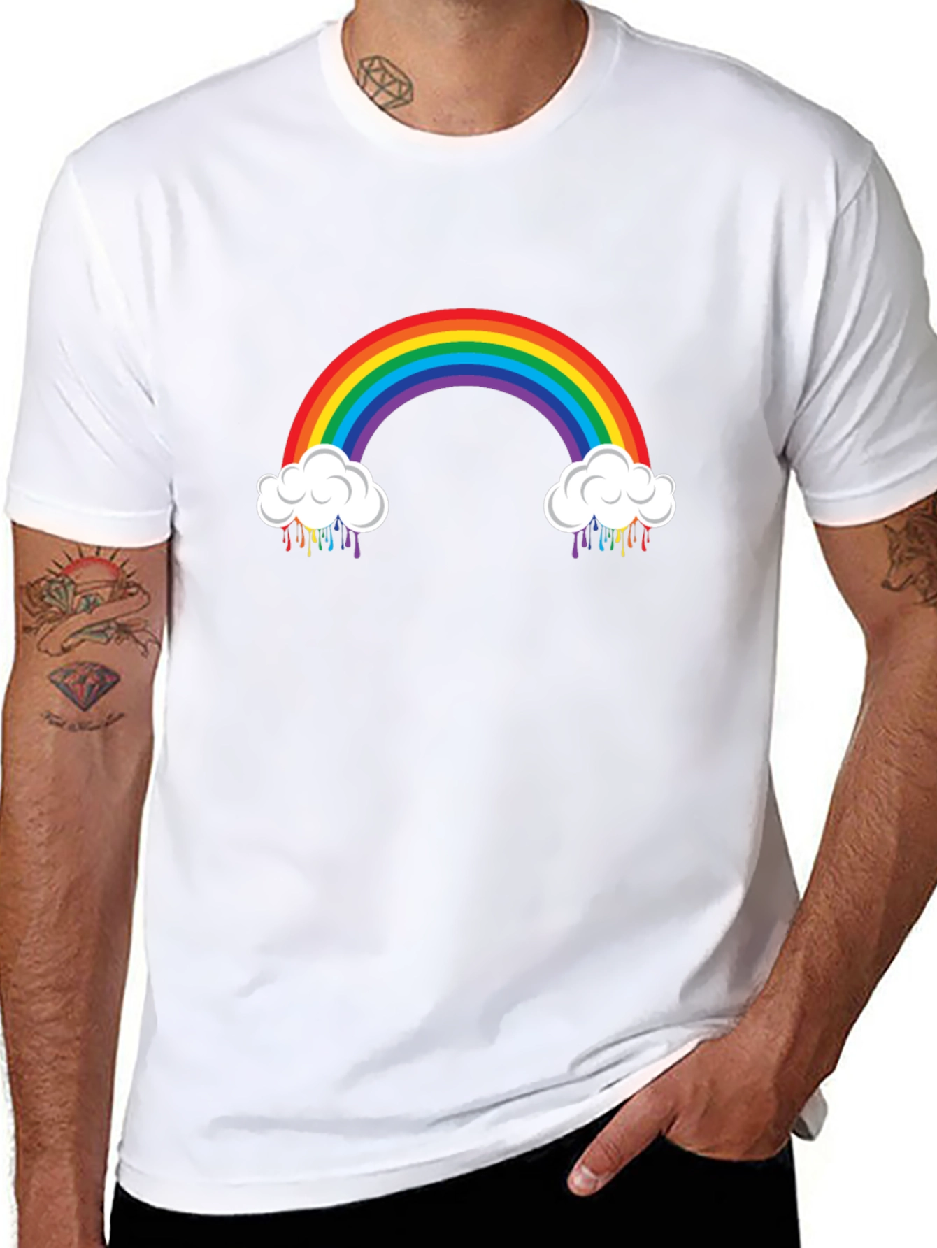 Rainbow Cloud Graphic Black T-Shirt