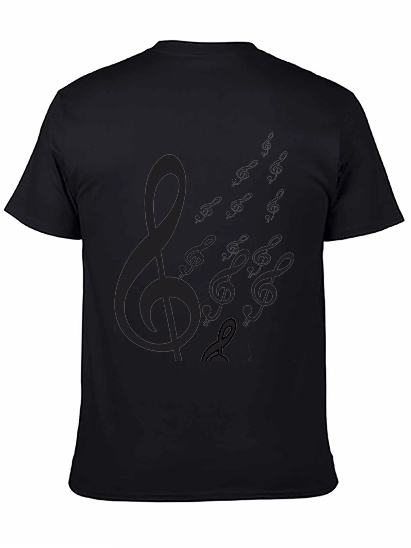 Mens Black Music Note Graphic Tee