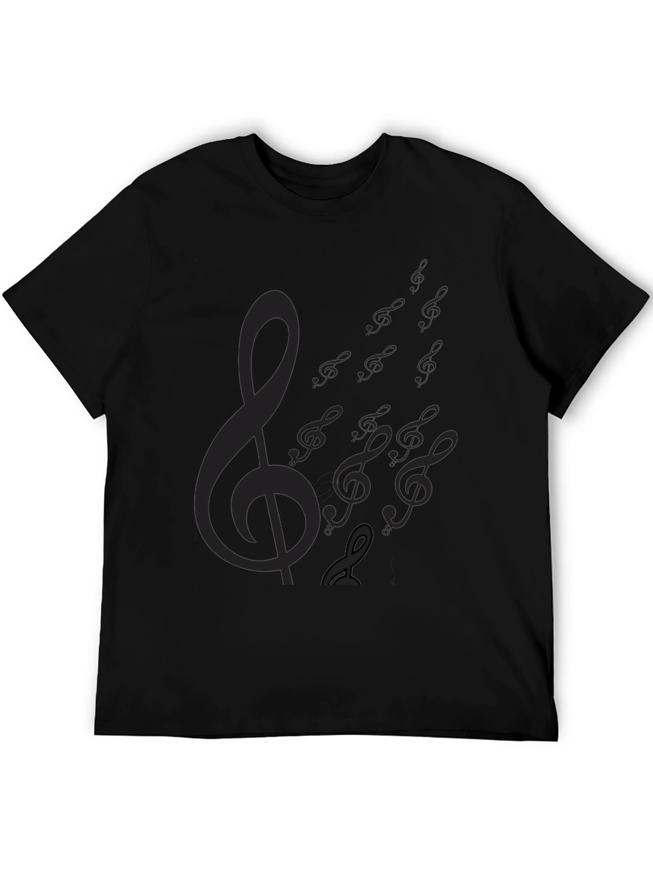 Mens Black Music Note Graphic Tee