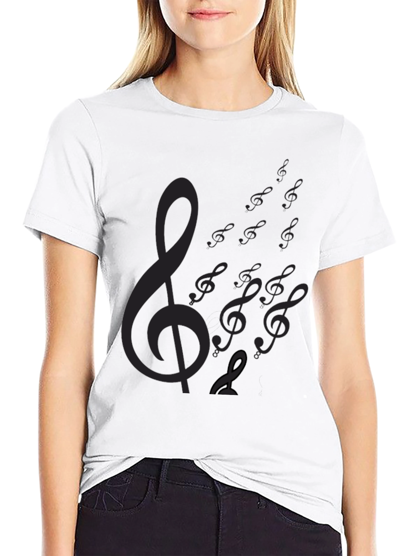 Mens Black Music Note Graphic Tee