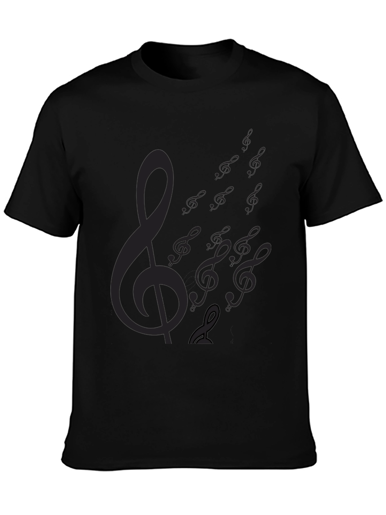 Mens Black Music Note Graphic Tee