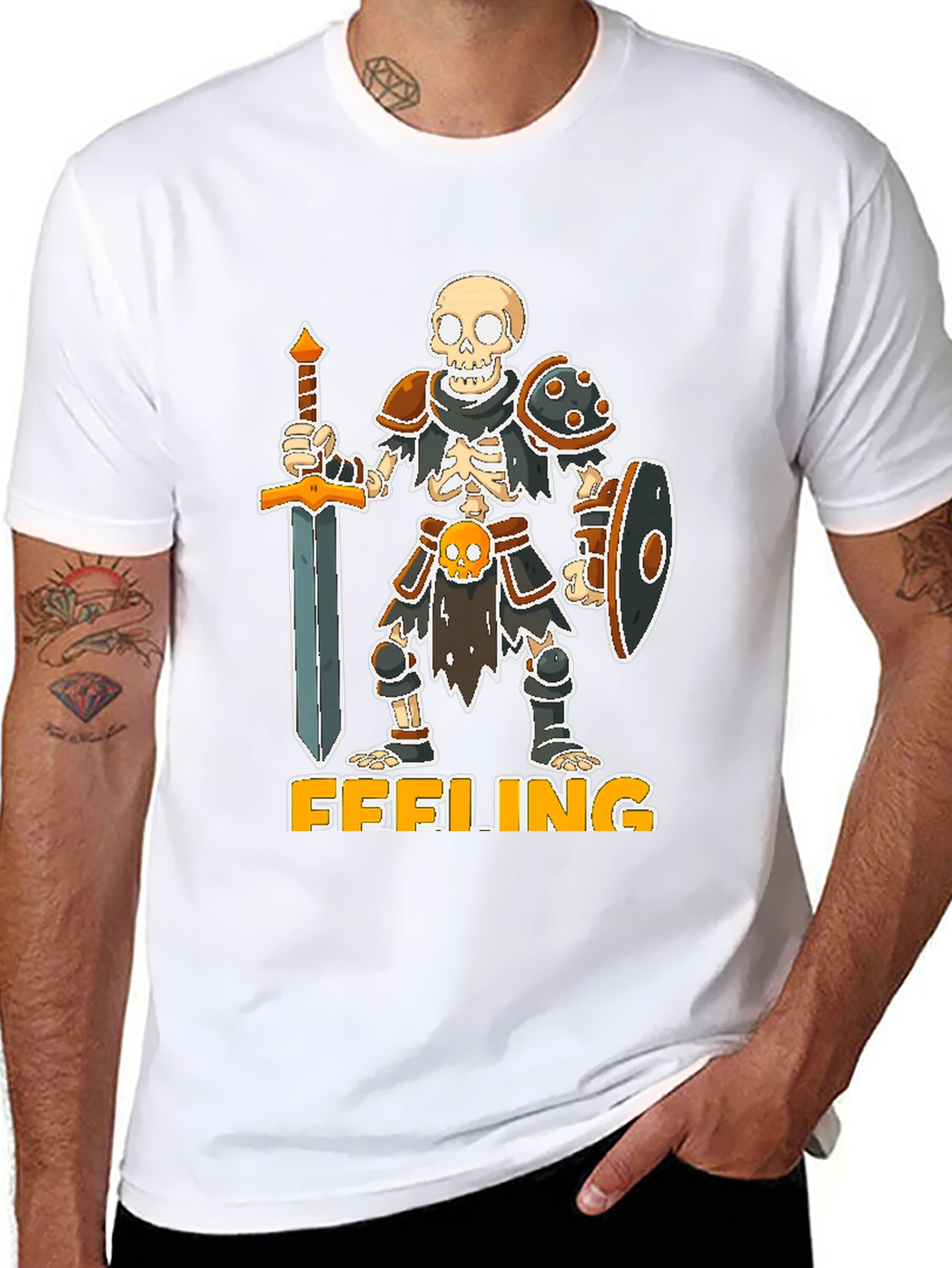 Feeling Undead Skeleton Warrior Graphic Tee
