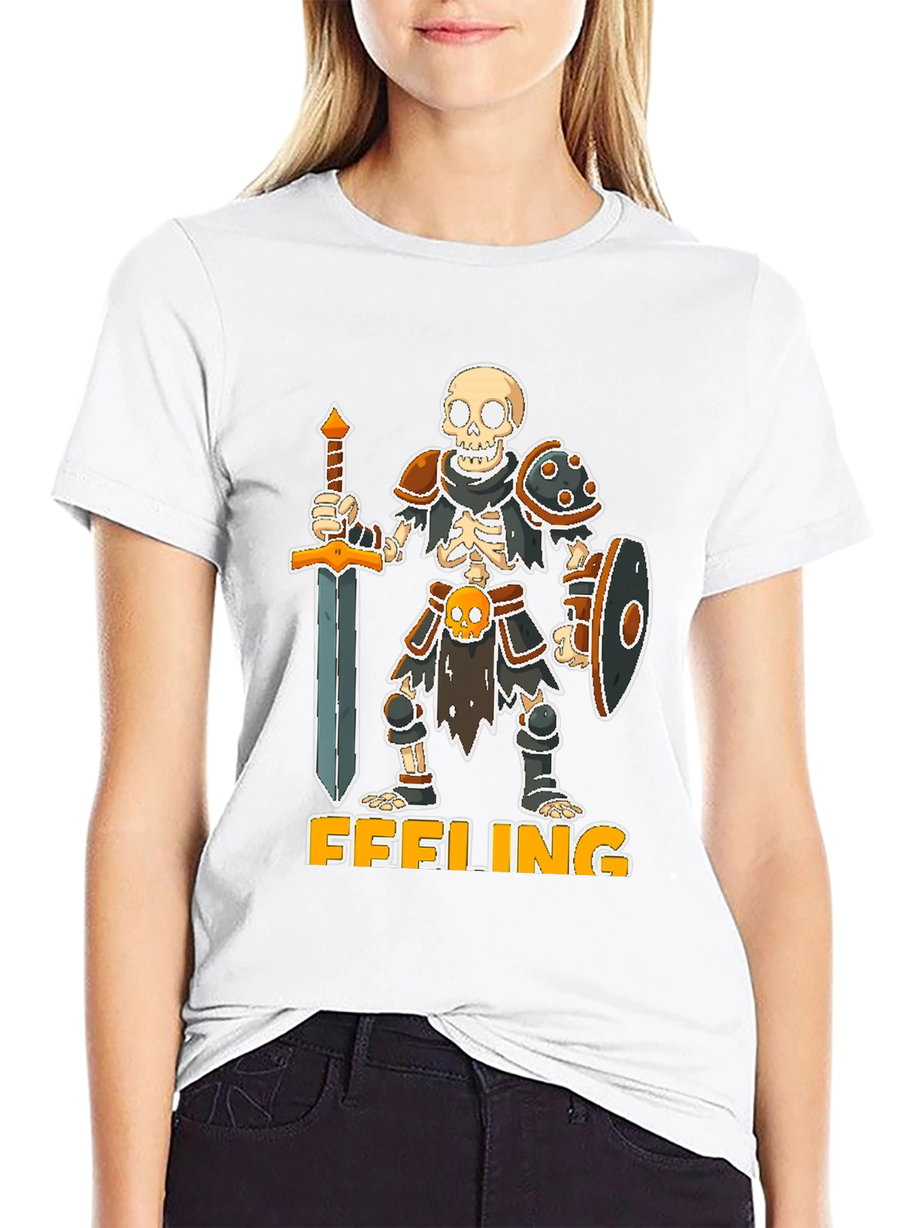 Feeling Undead Skeleton Warrior Graphic Tee
