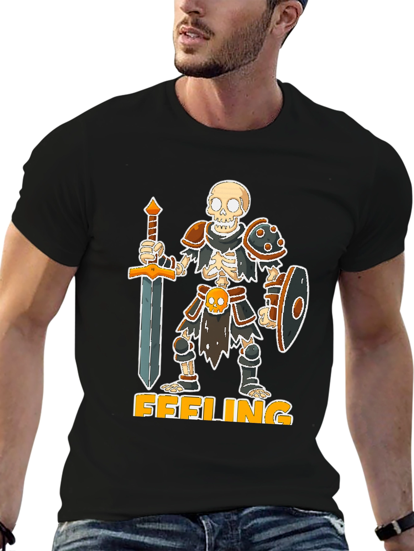 Feeling Undead Skeleton Warrior Graphic Tee