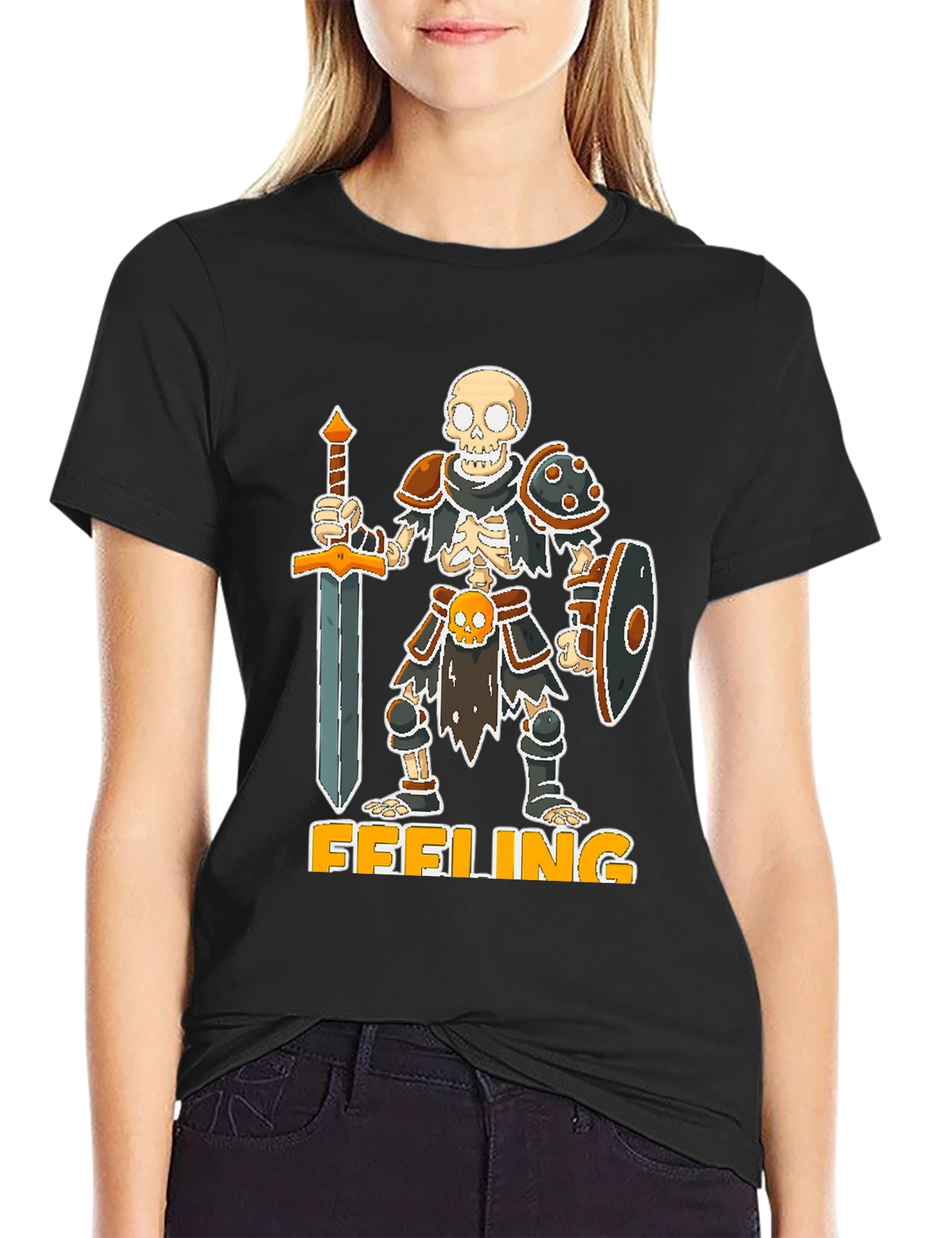 Feeling Undead Skeleton Warrior Graphic Tee