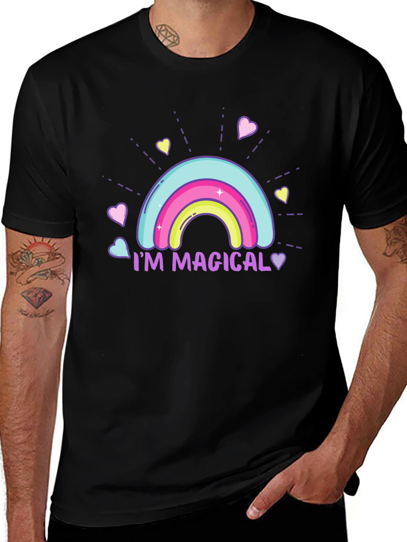 Im Magical Rainbow Graphic Black T-Shirt