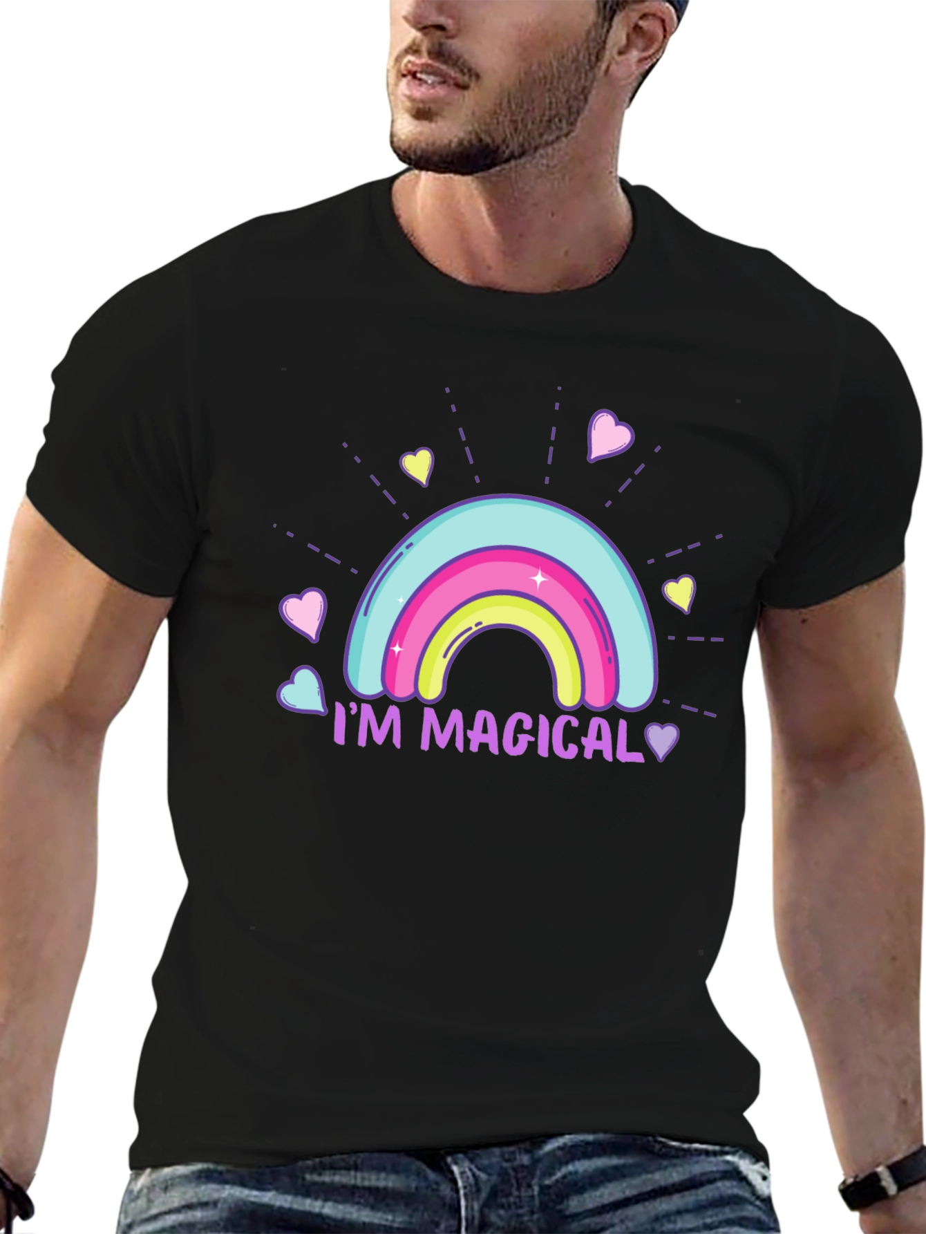 Im Magical Rainbow Graphic Black T-Shirt