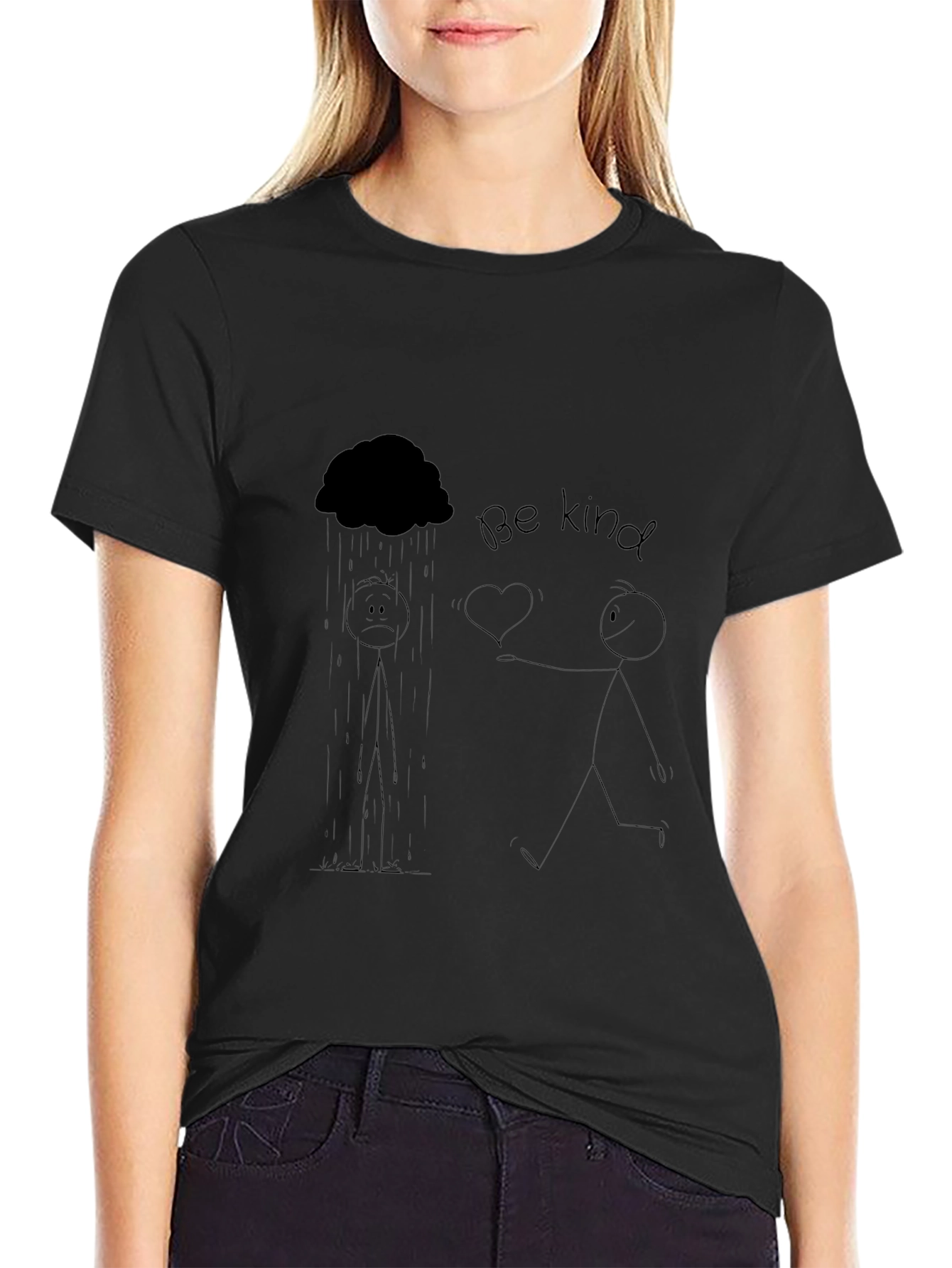 Be Kind Stick Figure Graphic Tee - Black
