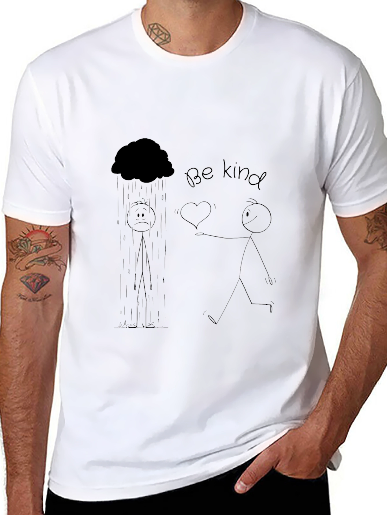 Be Kind Stick Figure Graphic Tee - Black