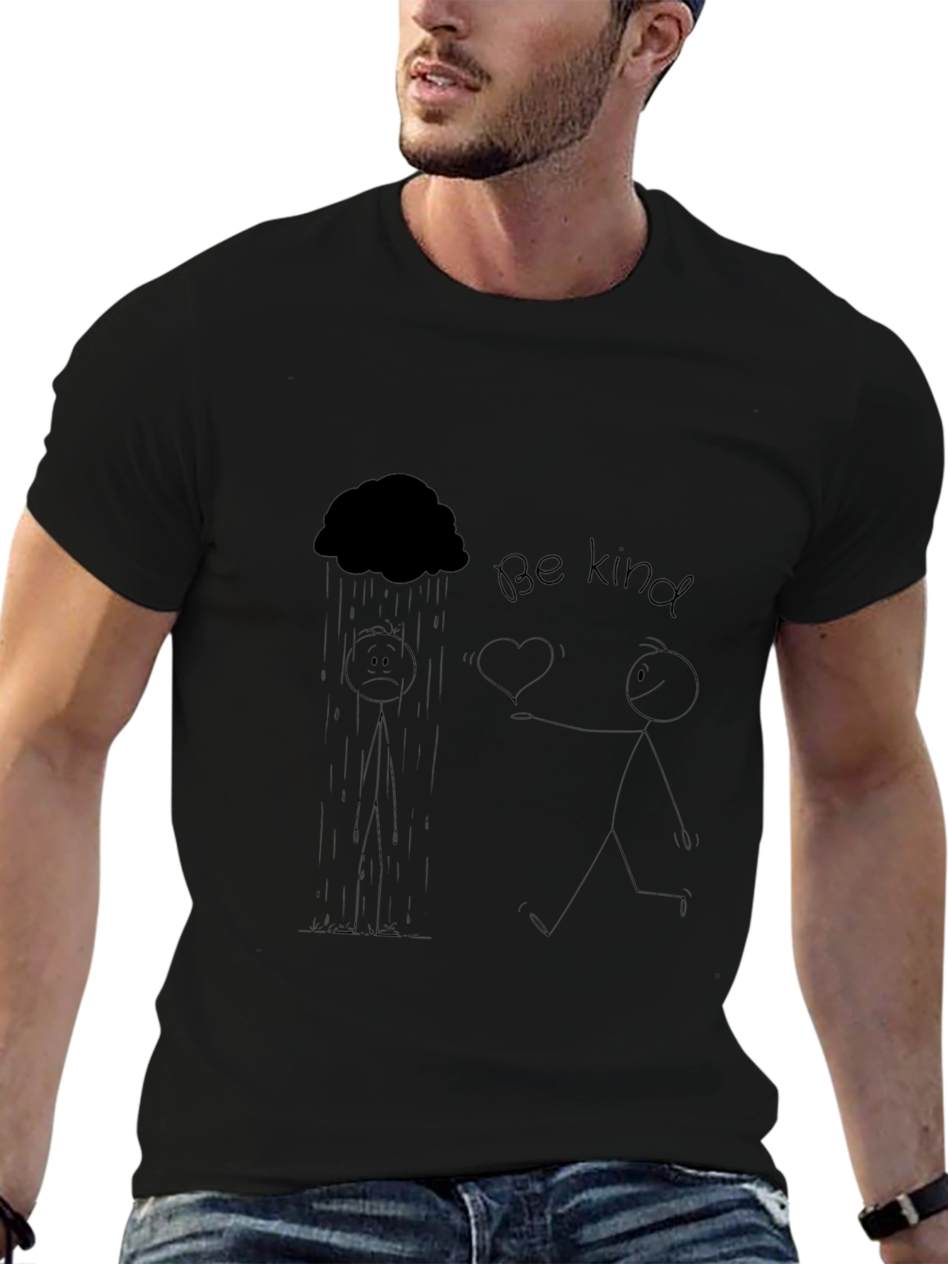 Be Kind Stick Figure Graphic Tee - Black