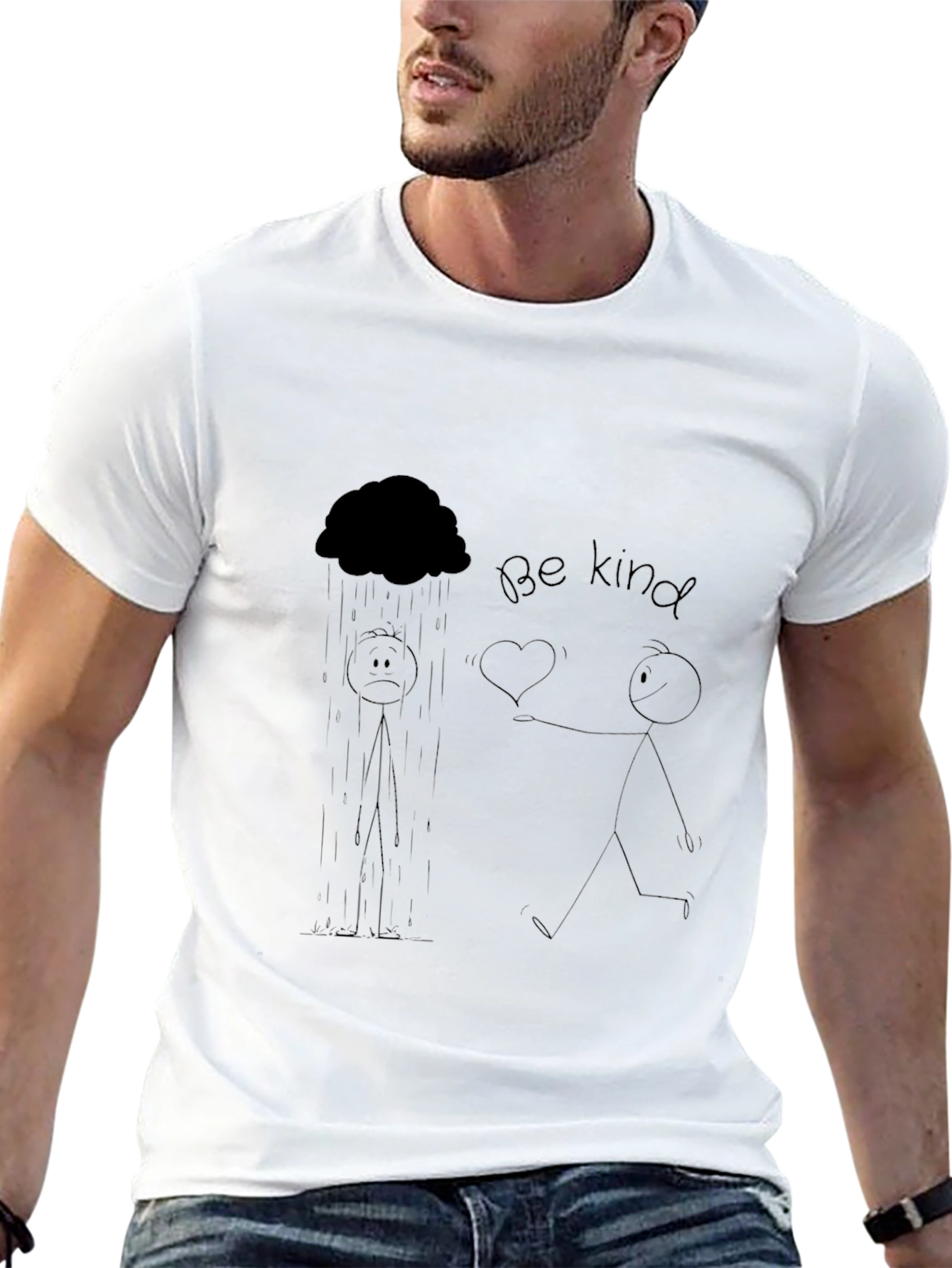 Be Kind Stick Figure Graphic Tee - Black