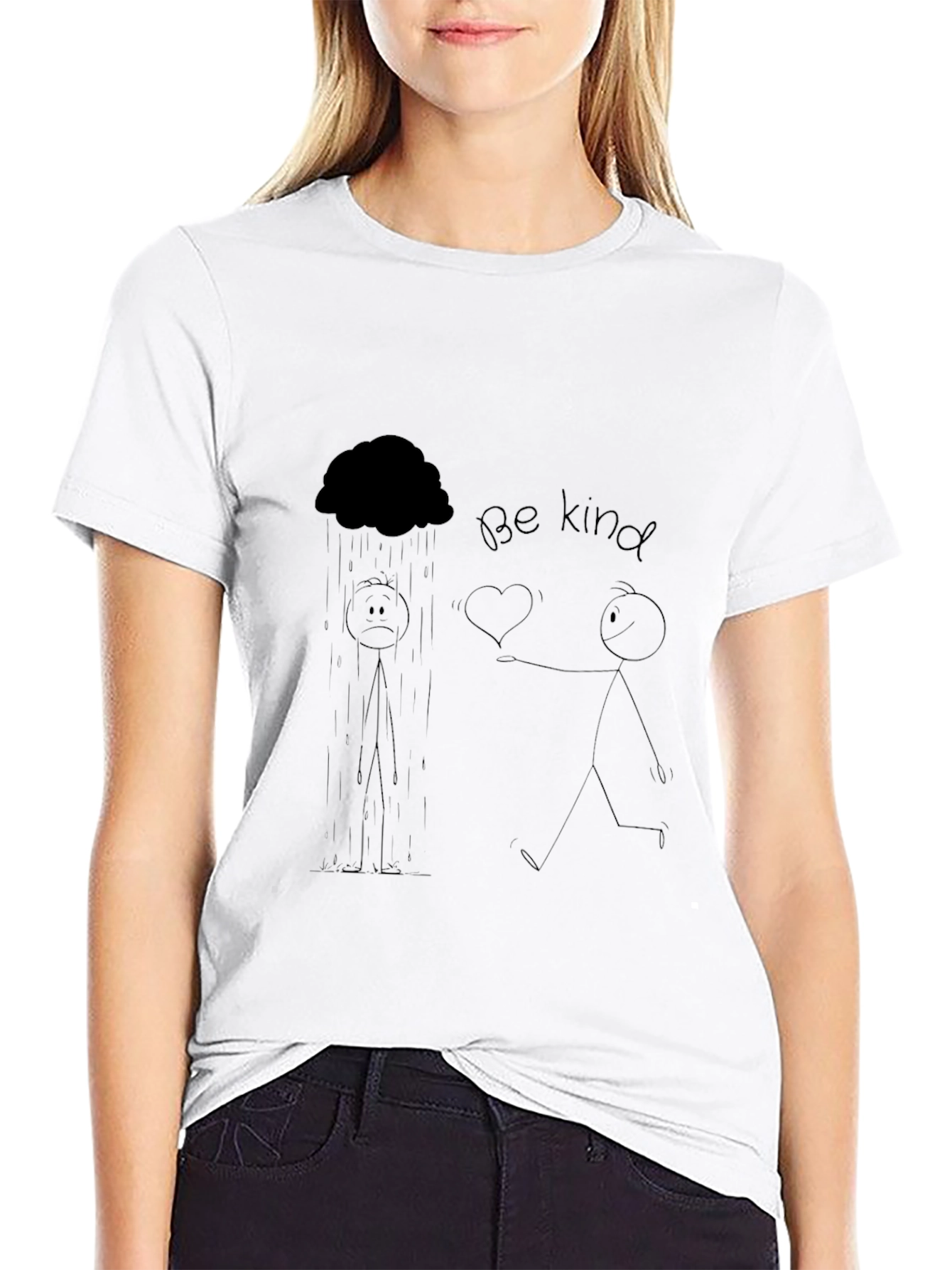 Be Kind Stick Figure Graphic Tee - Black