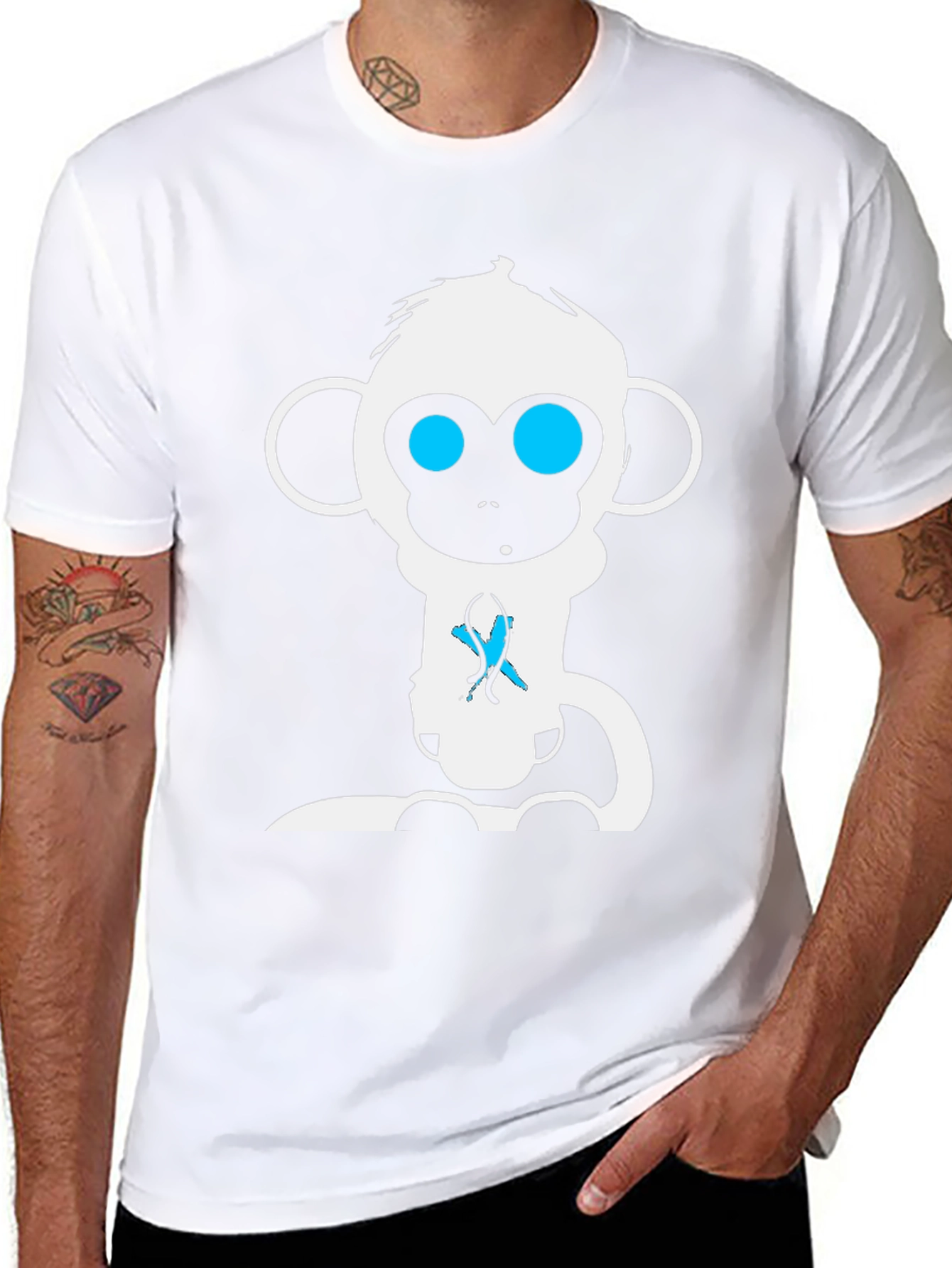 Monkey Graphic Tee - Black Cotton T-Shirt