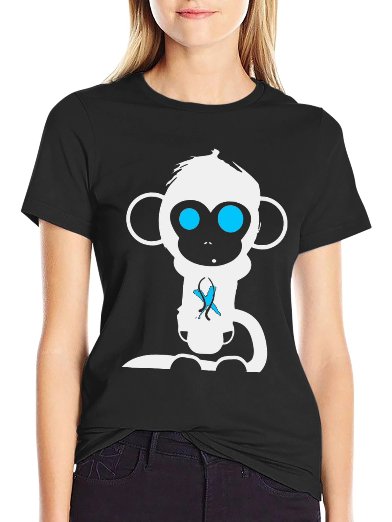 Monkey Graphic Tee - Black Cotton T-Shirt