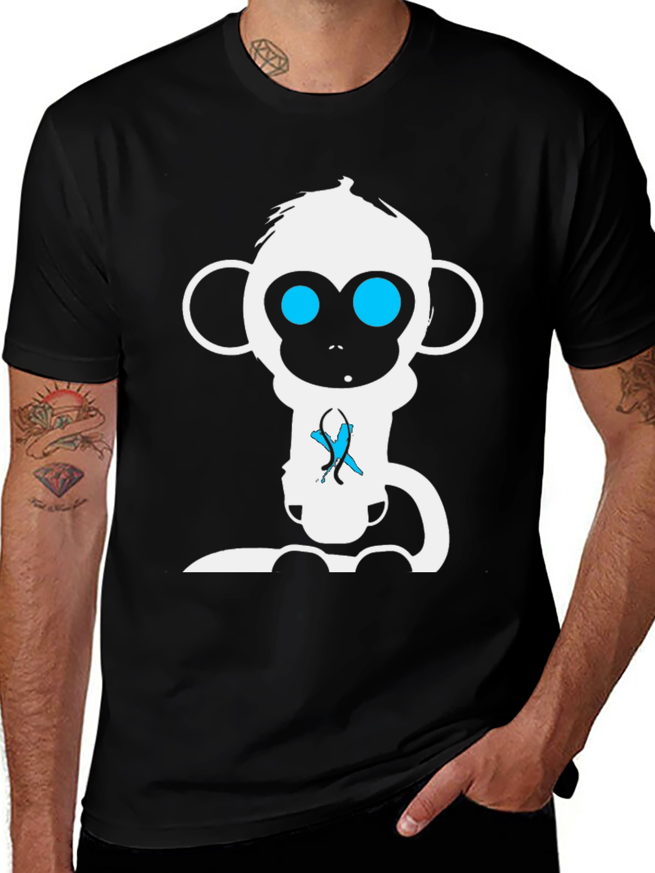 Monkey Graphic Tee - Black Cotton T-Shirt