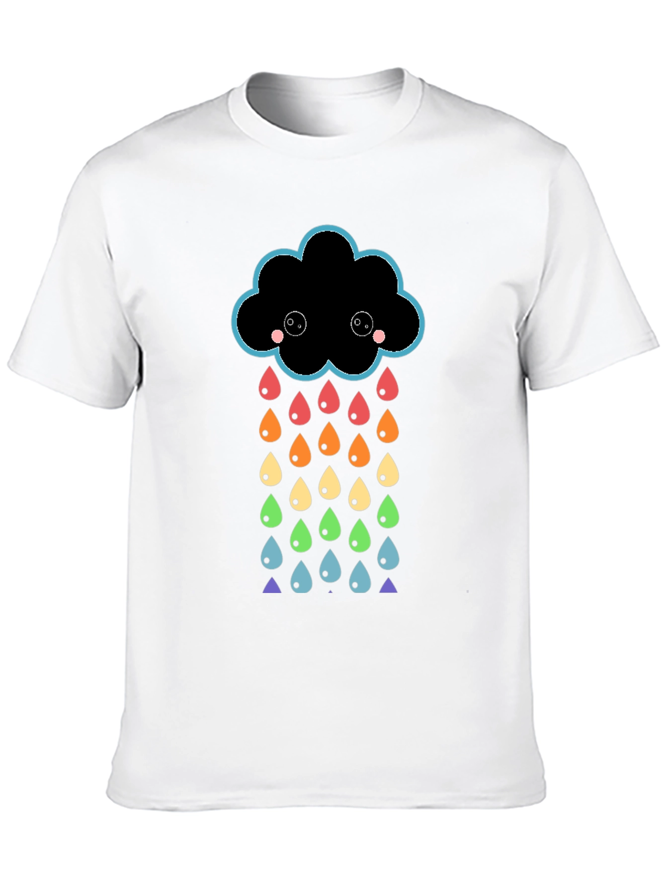 Rainbow Rain Cloud Graphic T-Shirt - Black