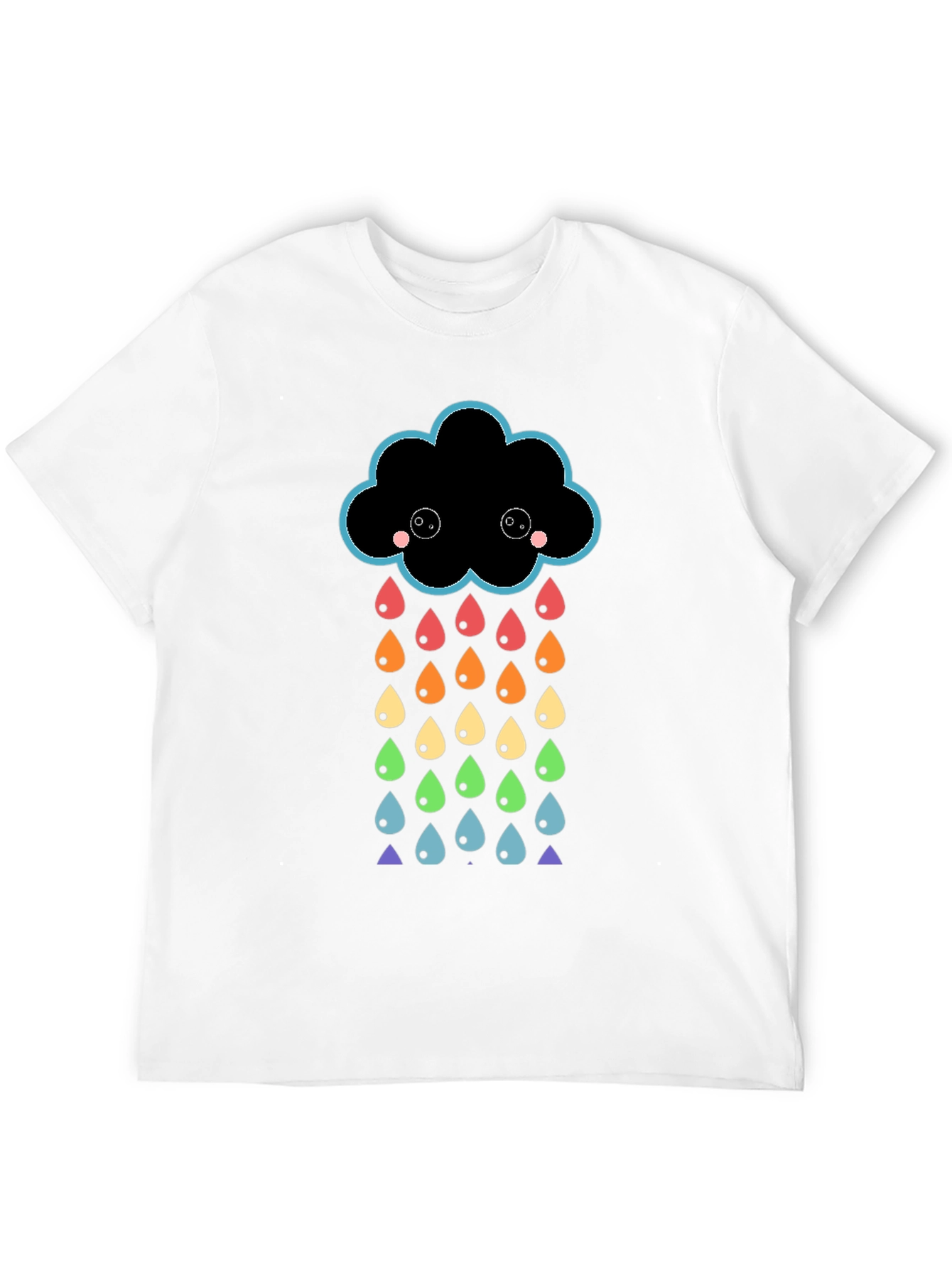 Rainbow Rain Cloud Graphic T-Shirt - Black