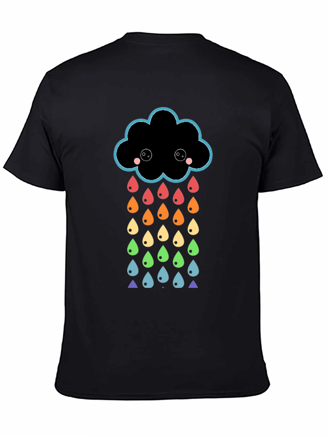 Rainbow Rain Cloud Graphic T-Shirt - Black