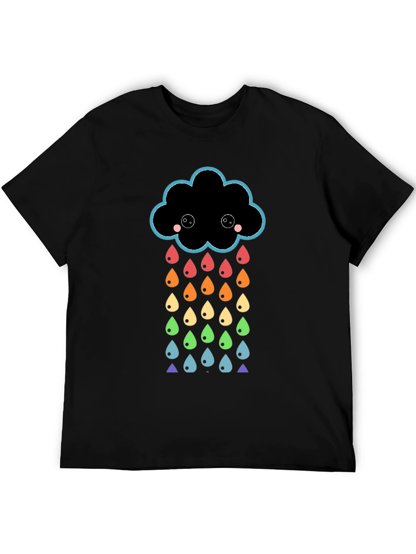 Rainbow Rain Cloud Graphic T-Shirt - Black