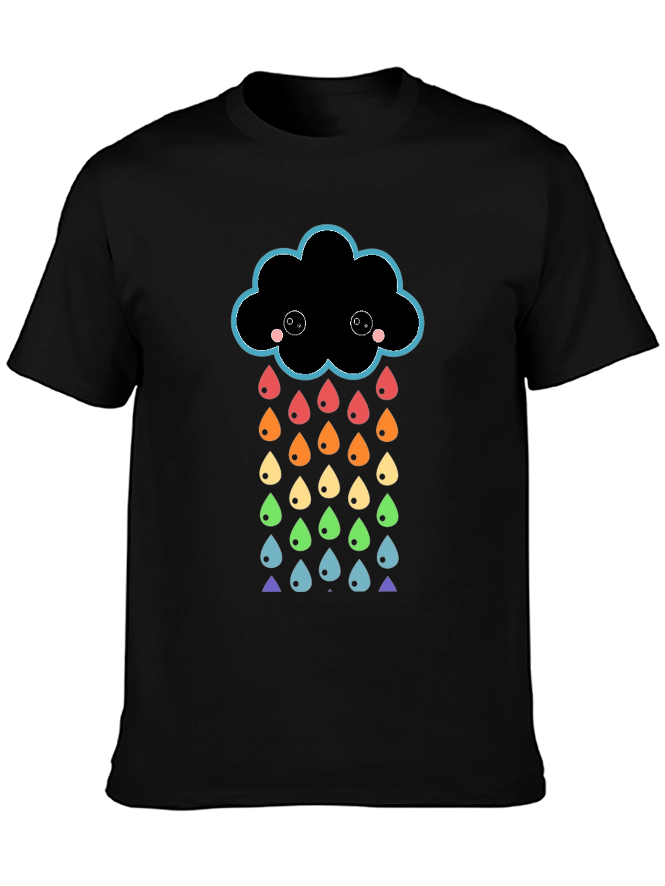Rainbow Rain Cloud Graphic T-Shirt - Black