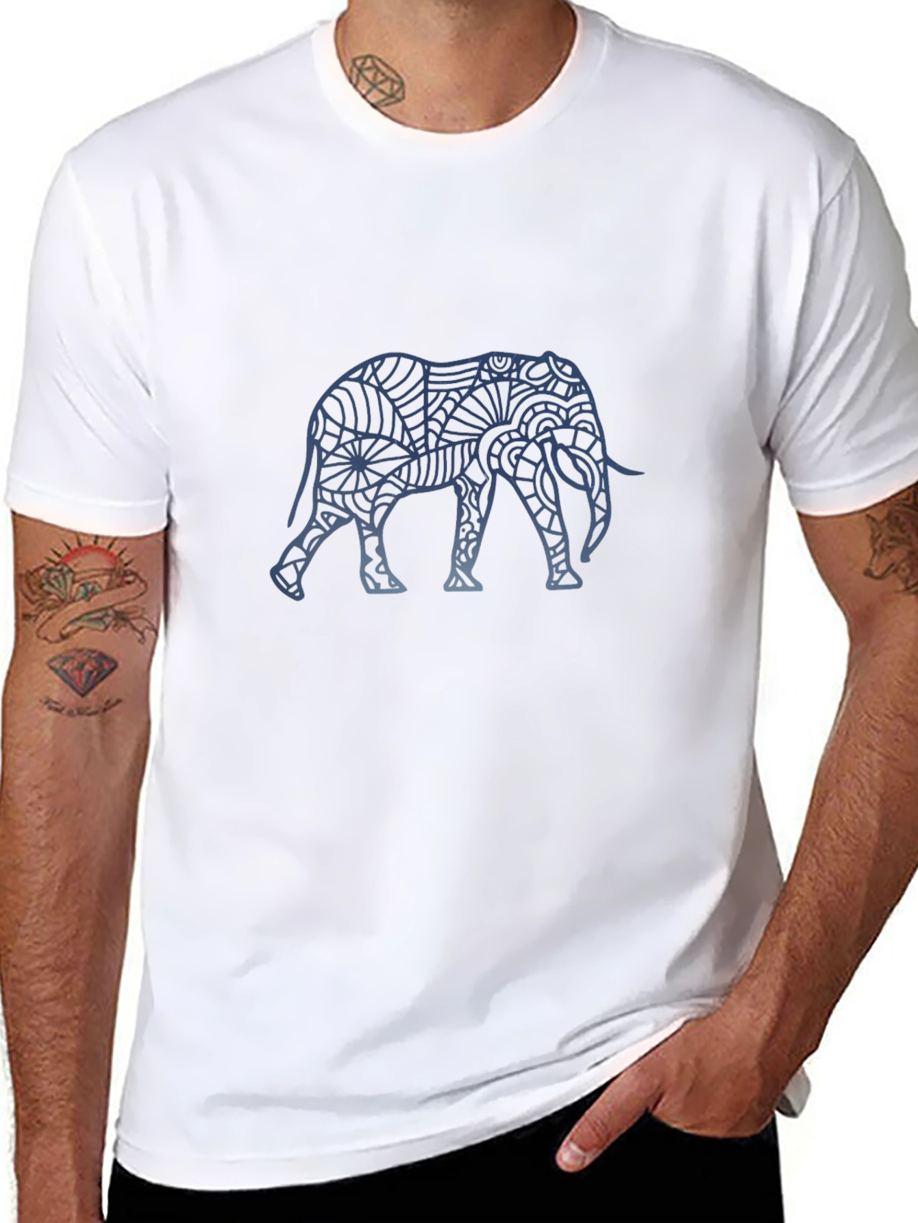 Elephant Graphic Print Black T-Shirt