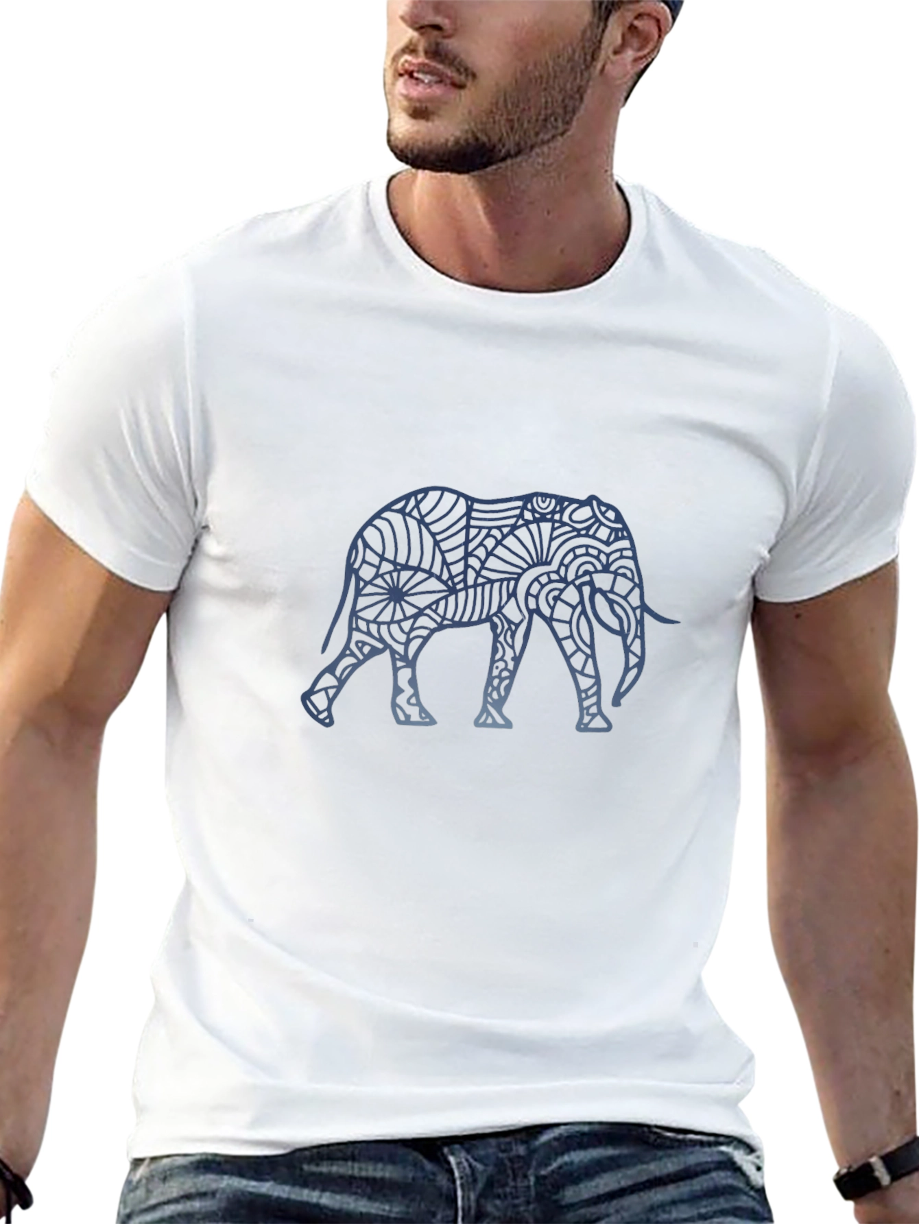 Elephant Graphic Print Black T-Shirt