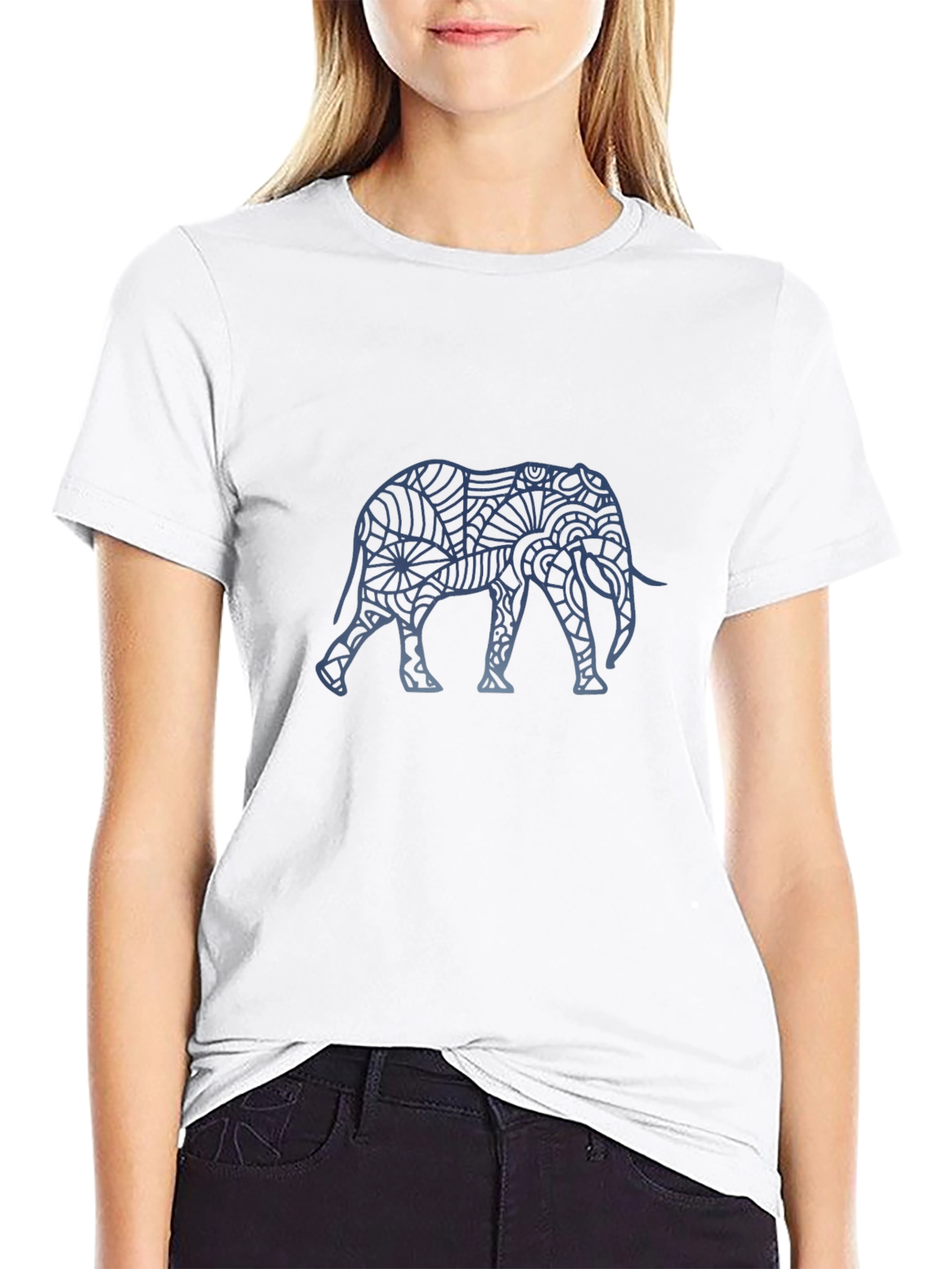 Elephant Graphic Print Black T-Shirt