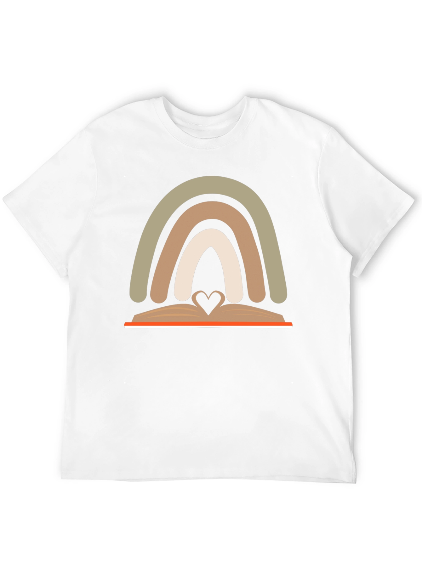 Neutral Rainbow Book Heart T-Shirt