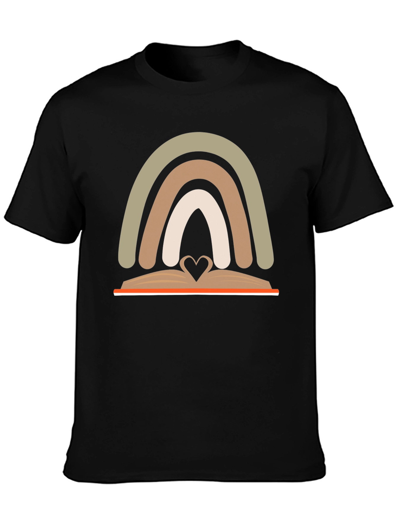 Neutral Rainbow Book Heart T-Shirt