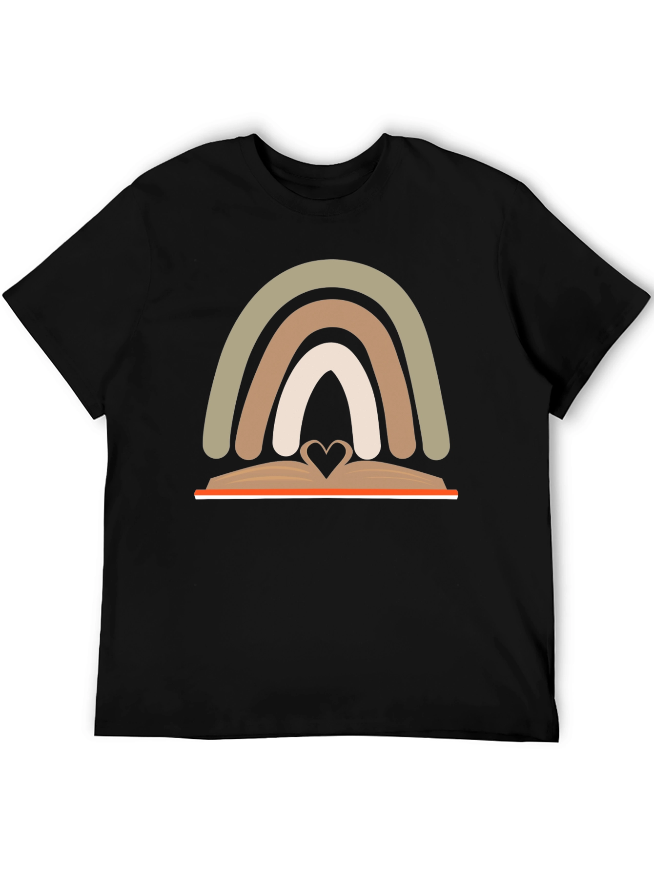 Neutral Rainbow Book Heart T-Shirt