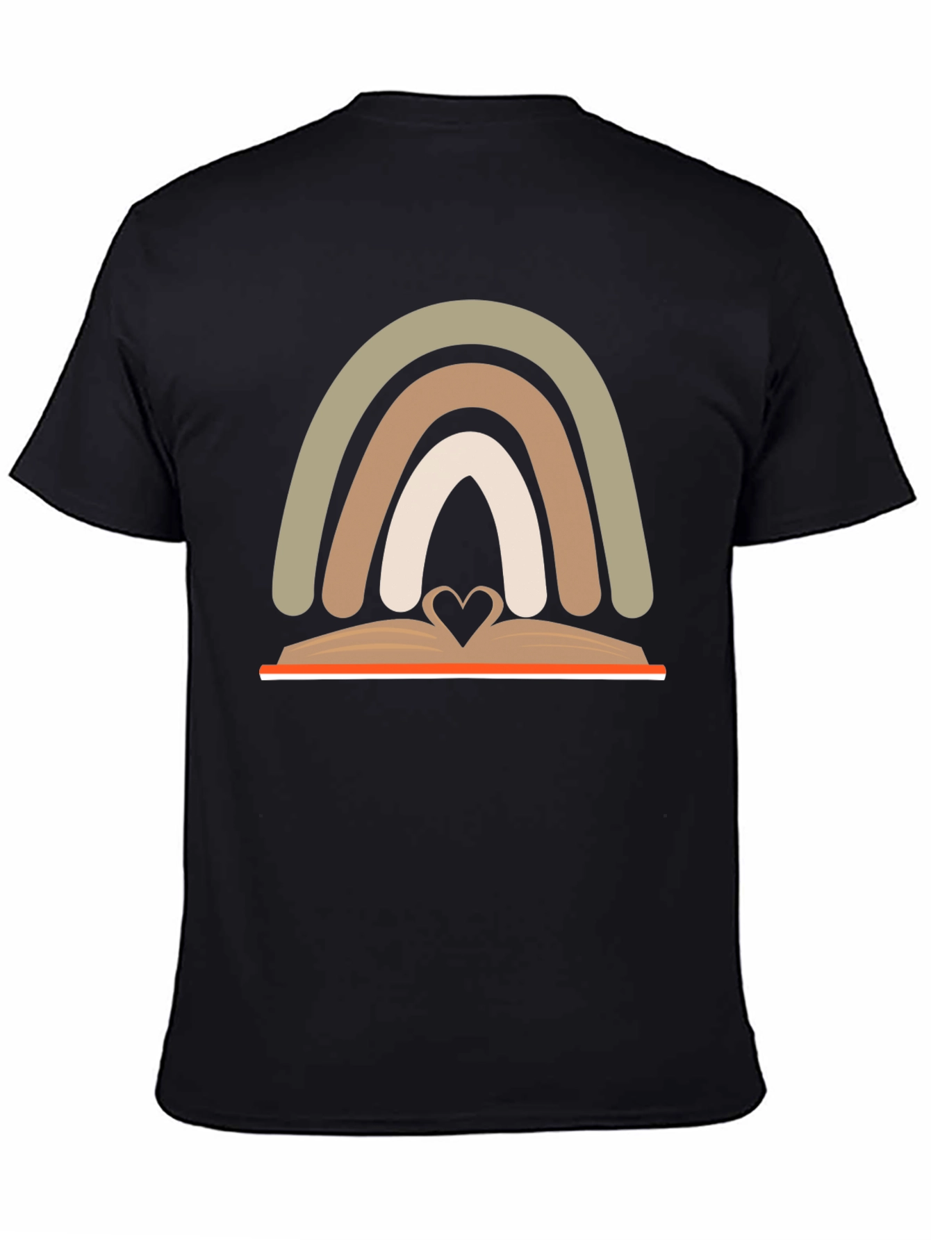 Neutral Rainbow Book Heart T-Shirt