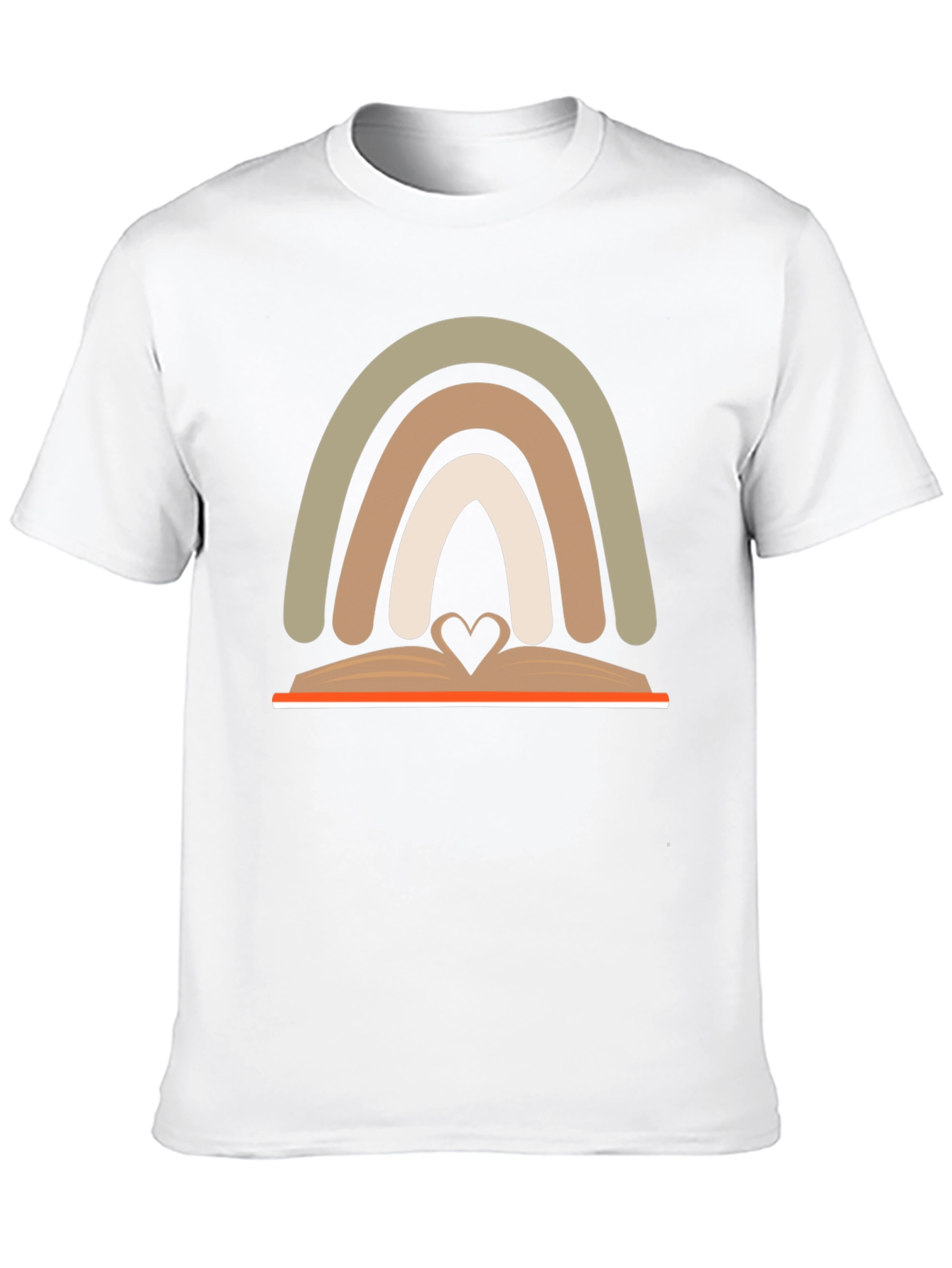 Neutral Rainbow Book Heart T-Shirt