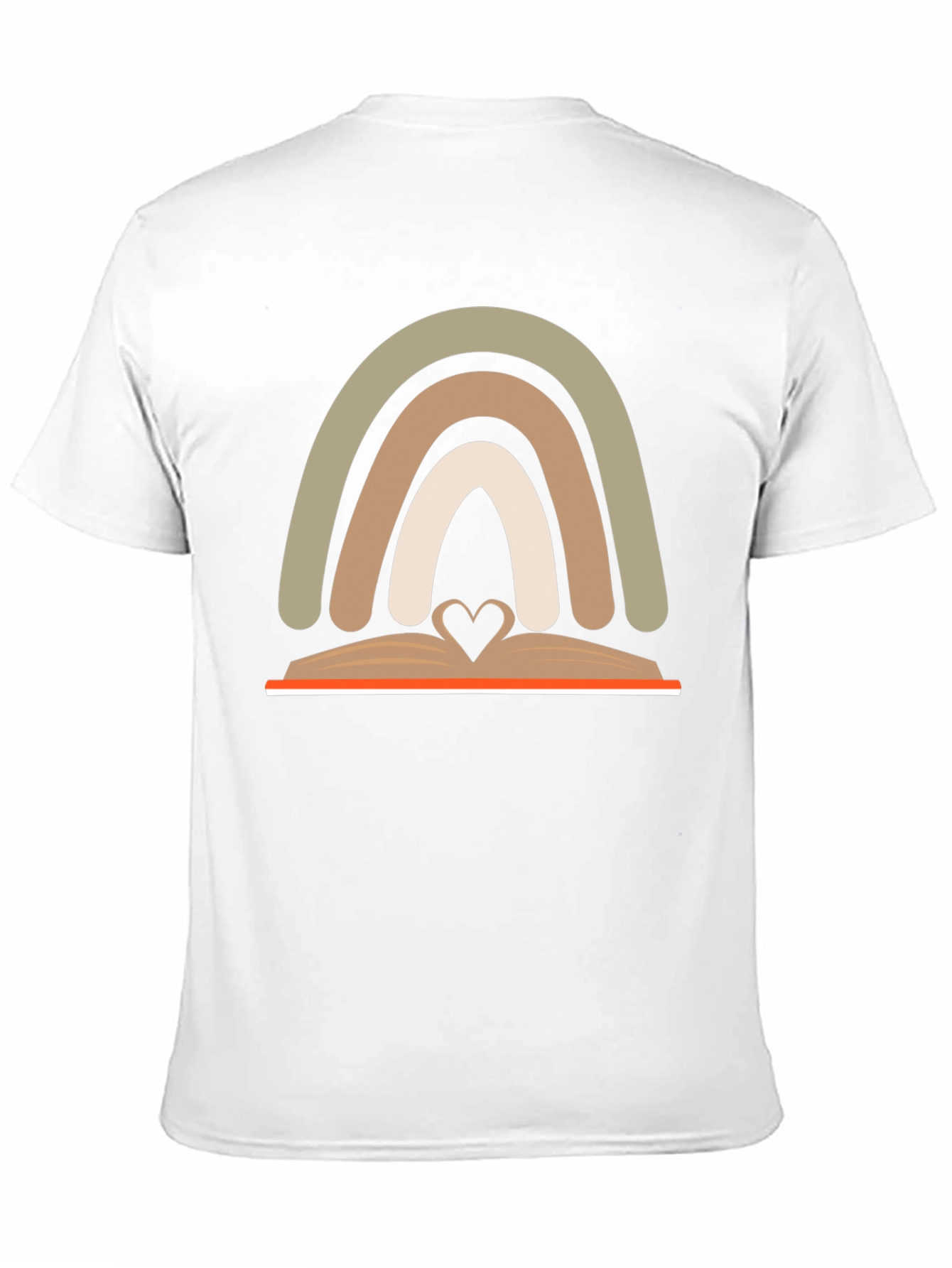 Neutral Rainbow Book Heart T-Shirt