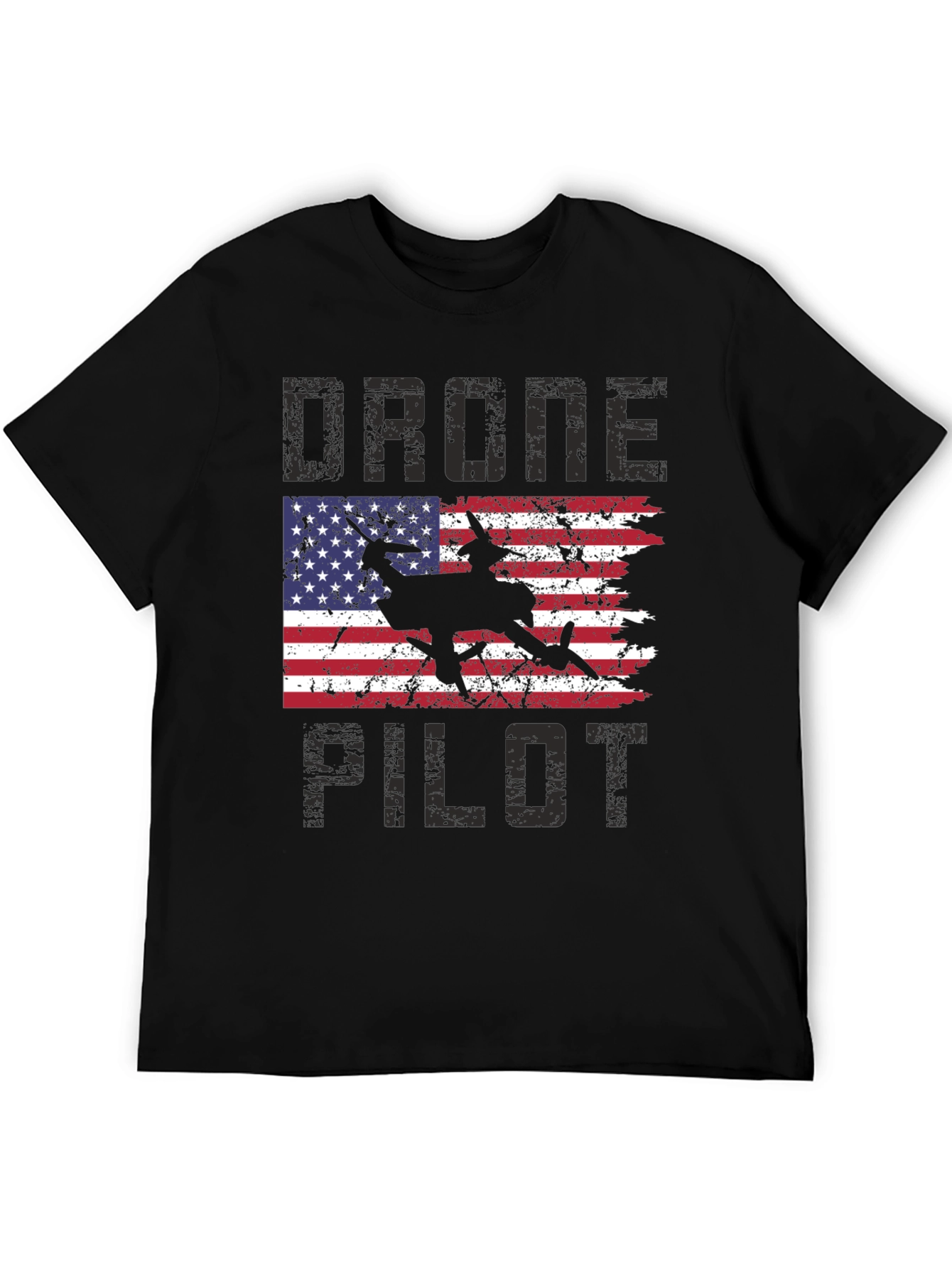 Drone Pilot American Flag Graphic T-Shirt