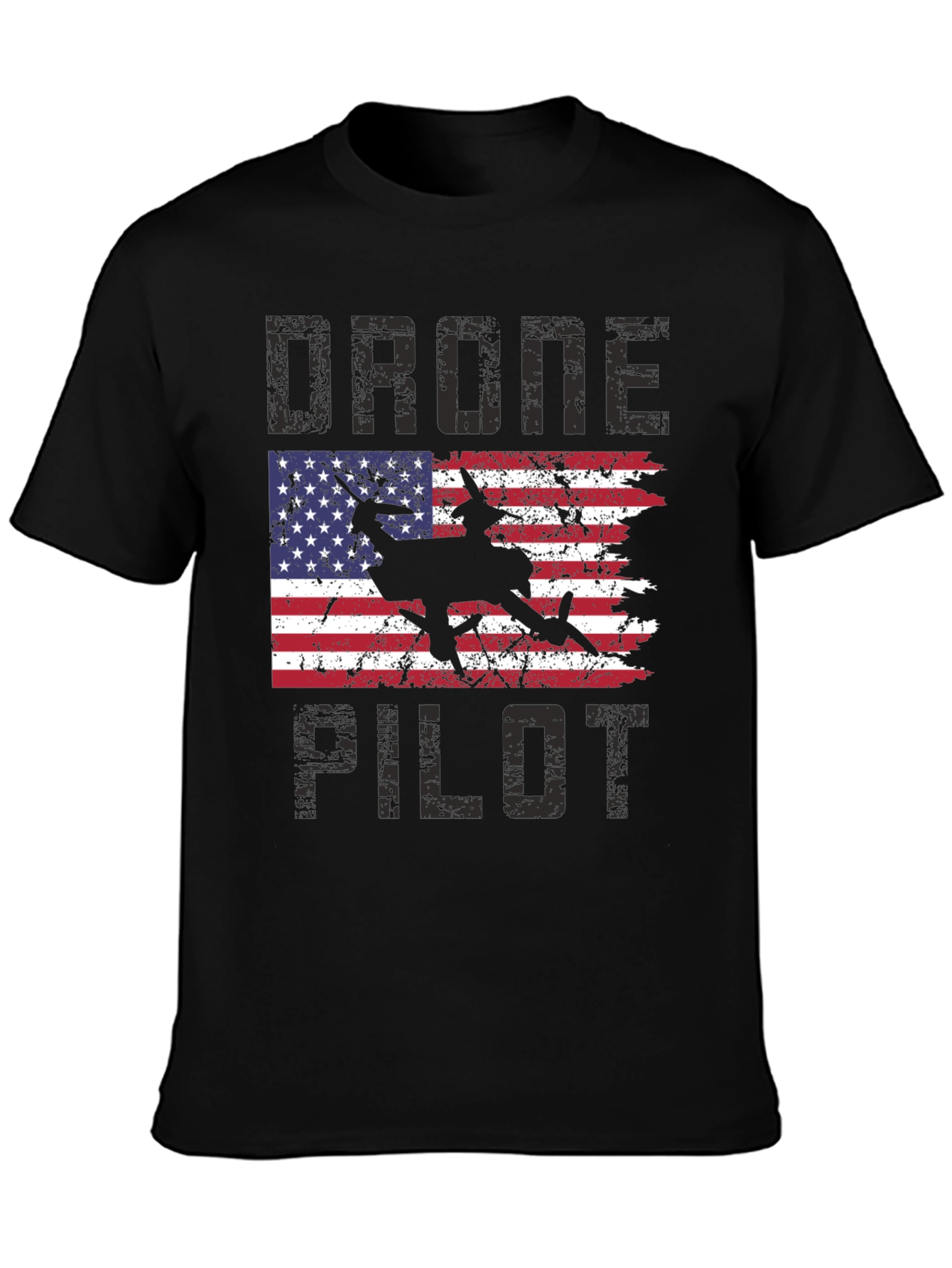 Drone Pilot American Flag Graphic T-Shirt