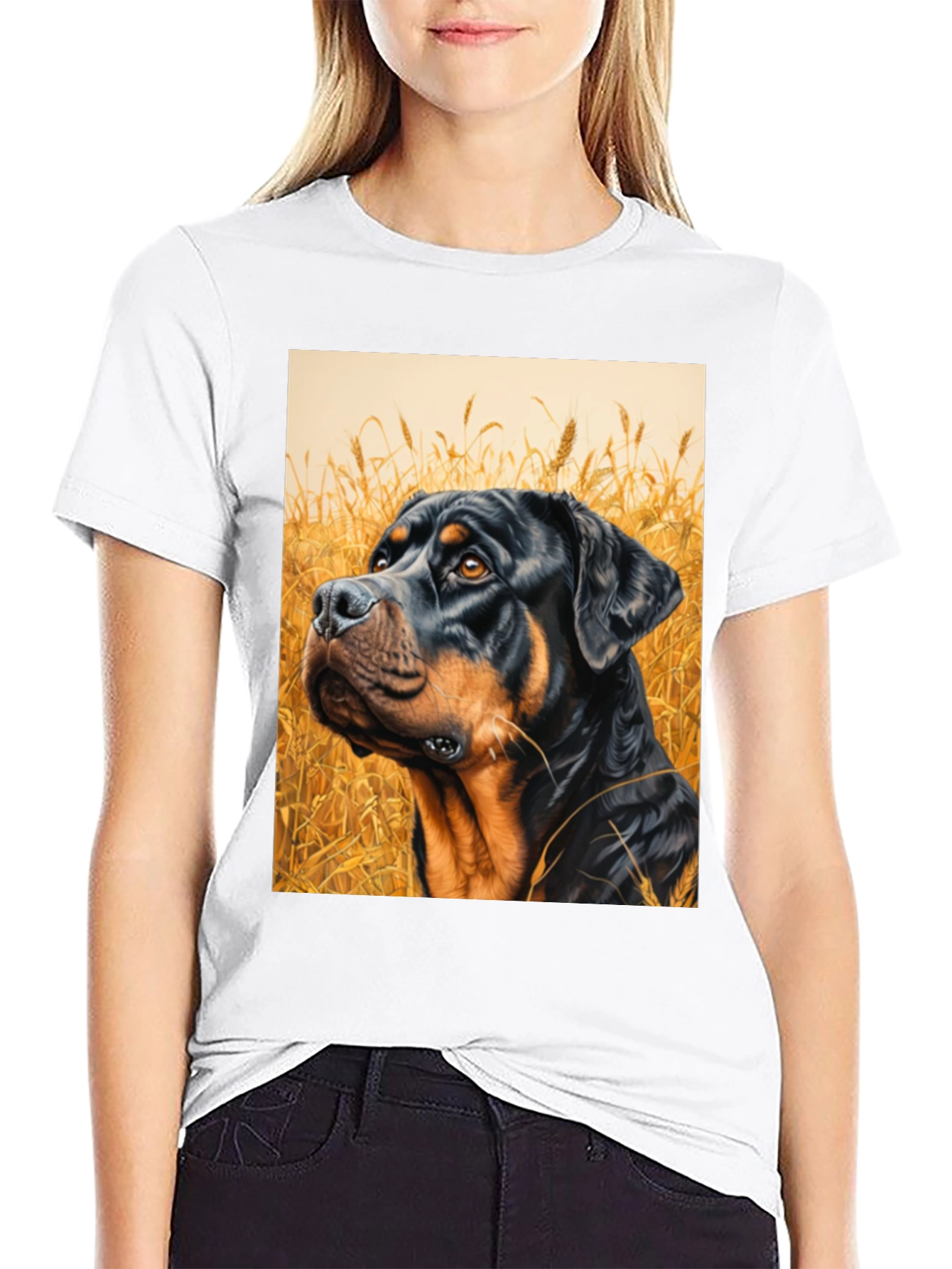 Rottweiler Dog Art Black T-Shirt