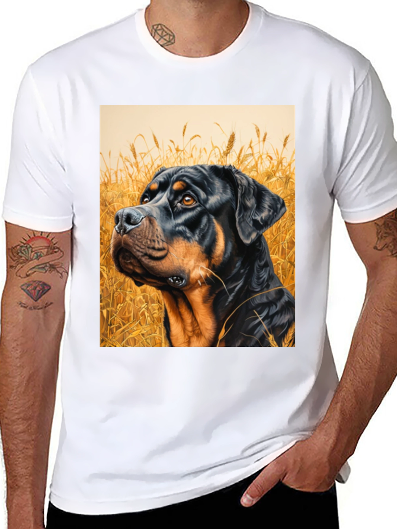 Rottweiler Dog Art Black T-Shirt