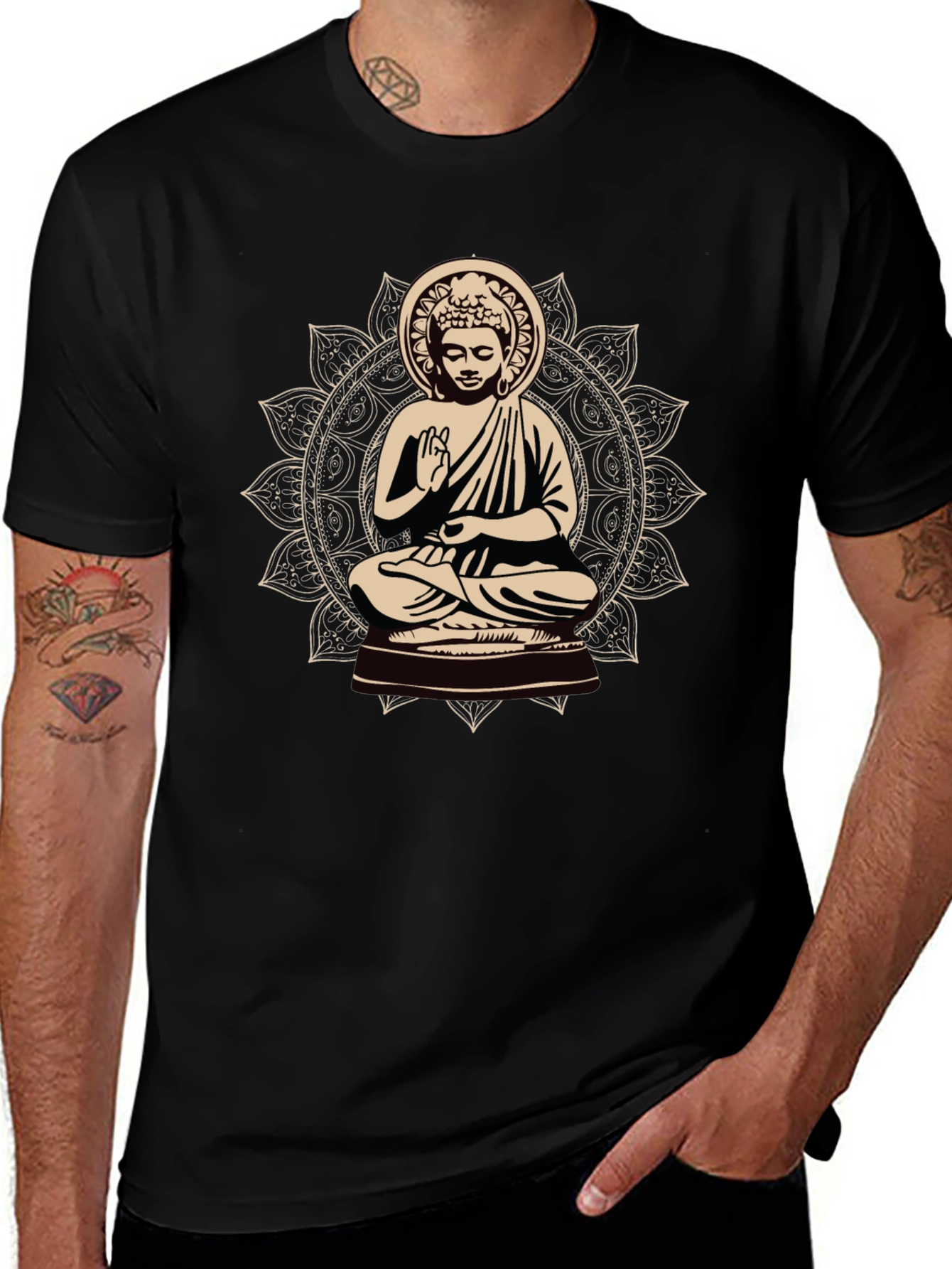 Buddha Mandala Graphic Tee - Spiritual Style