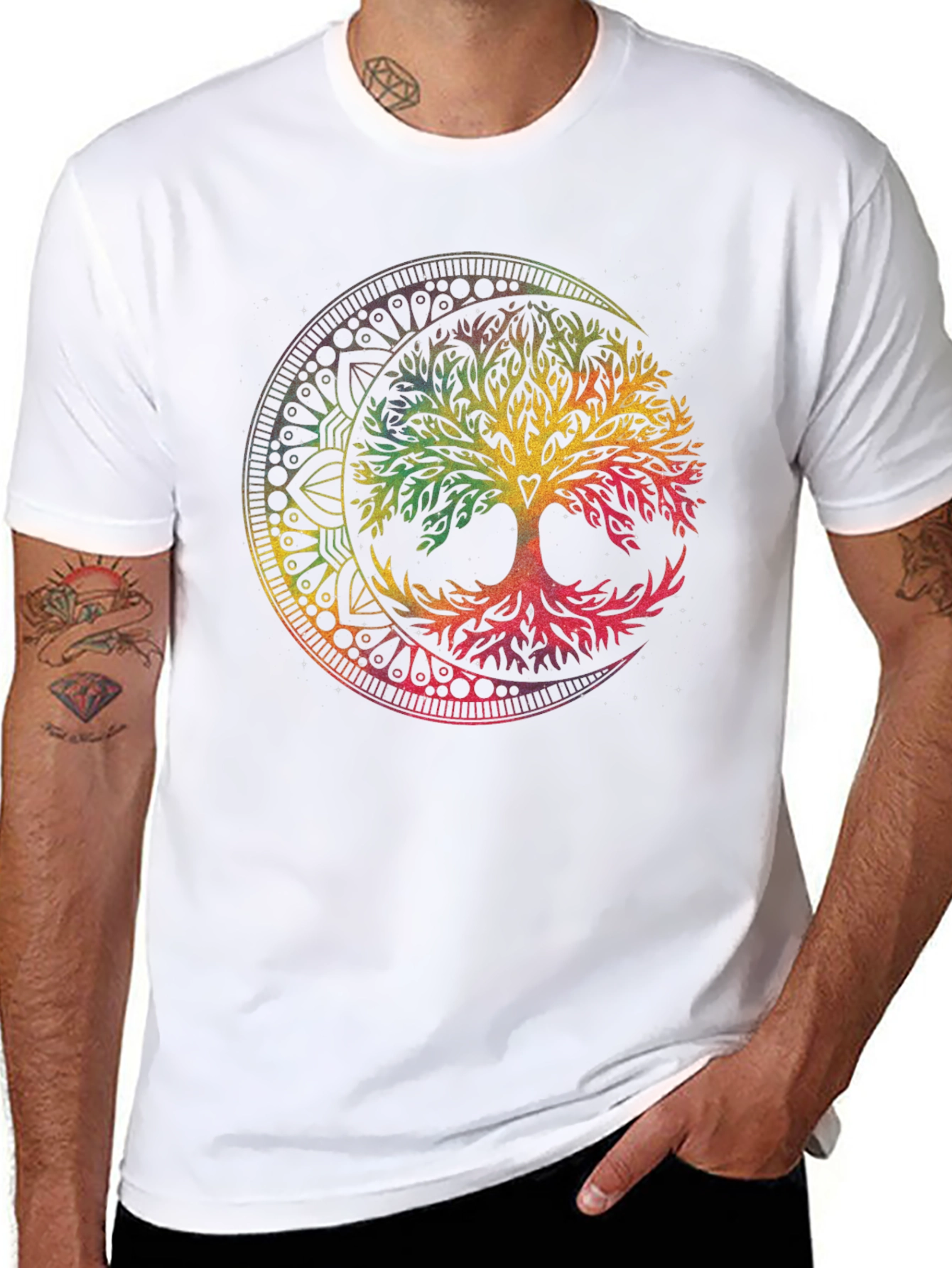 Tree of Life Mandala Graphic T-Shirt - Black