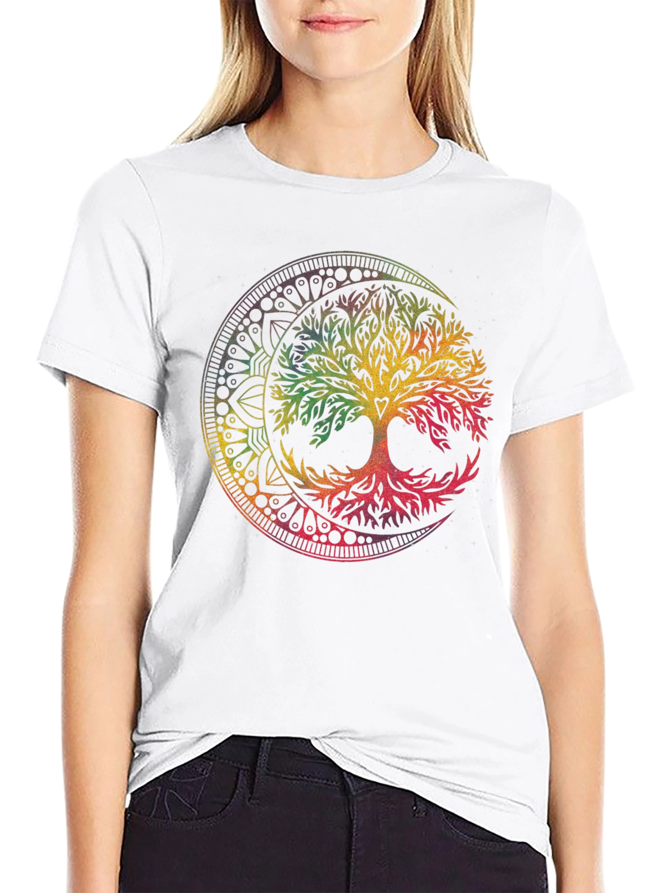 Tree of Life Mandala Graphic T-Shirt - Black