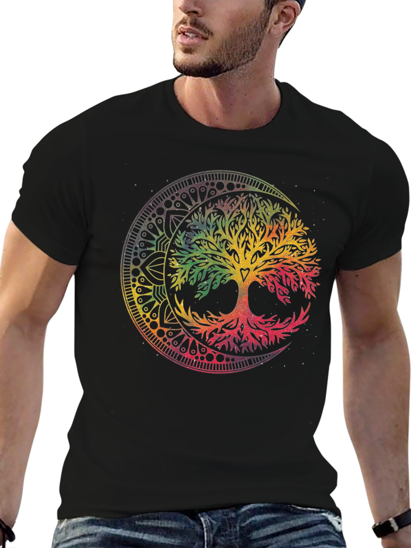 Tree of Life Mandala Graphic T-Shirt - Black
