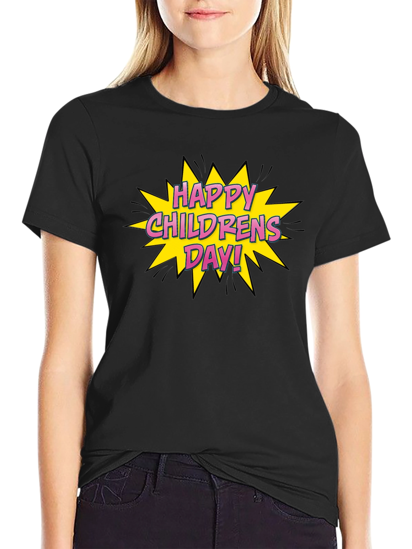 Happy Childrens Day Graphic Tee - Black