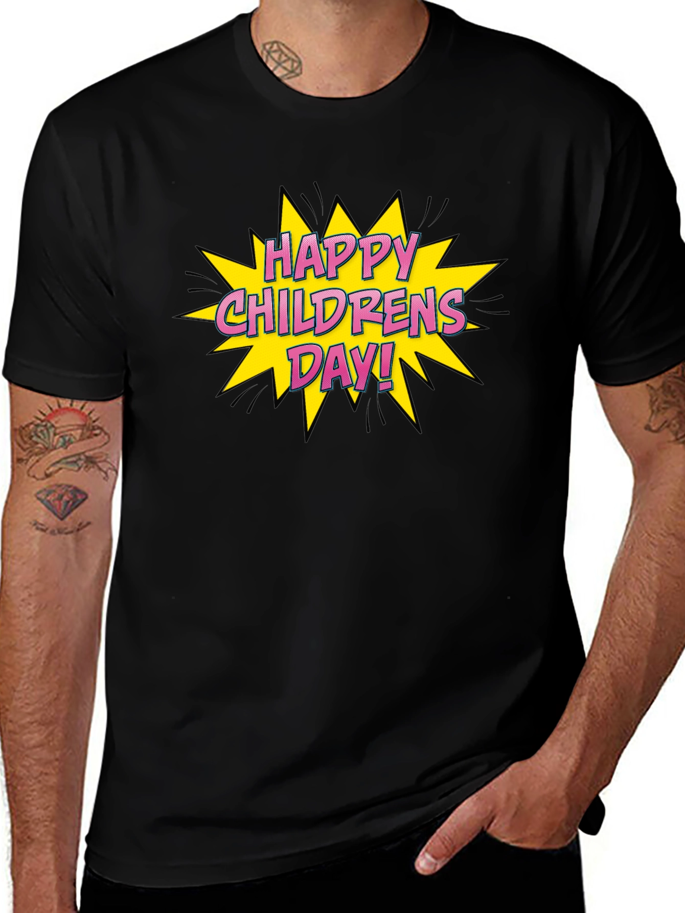 Happy Childrens Day Graphic Tee - Black