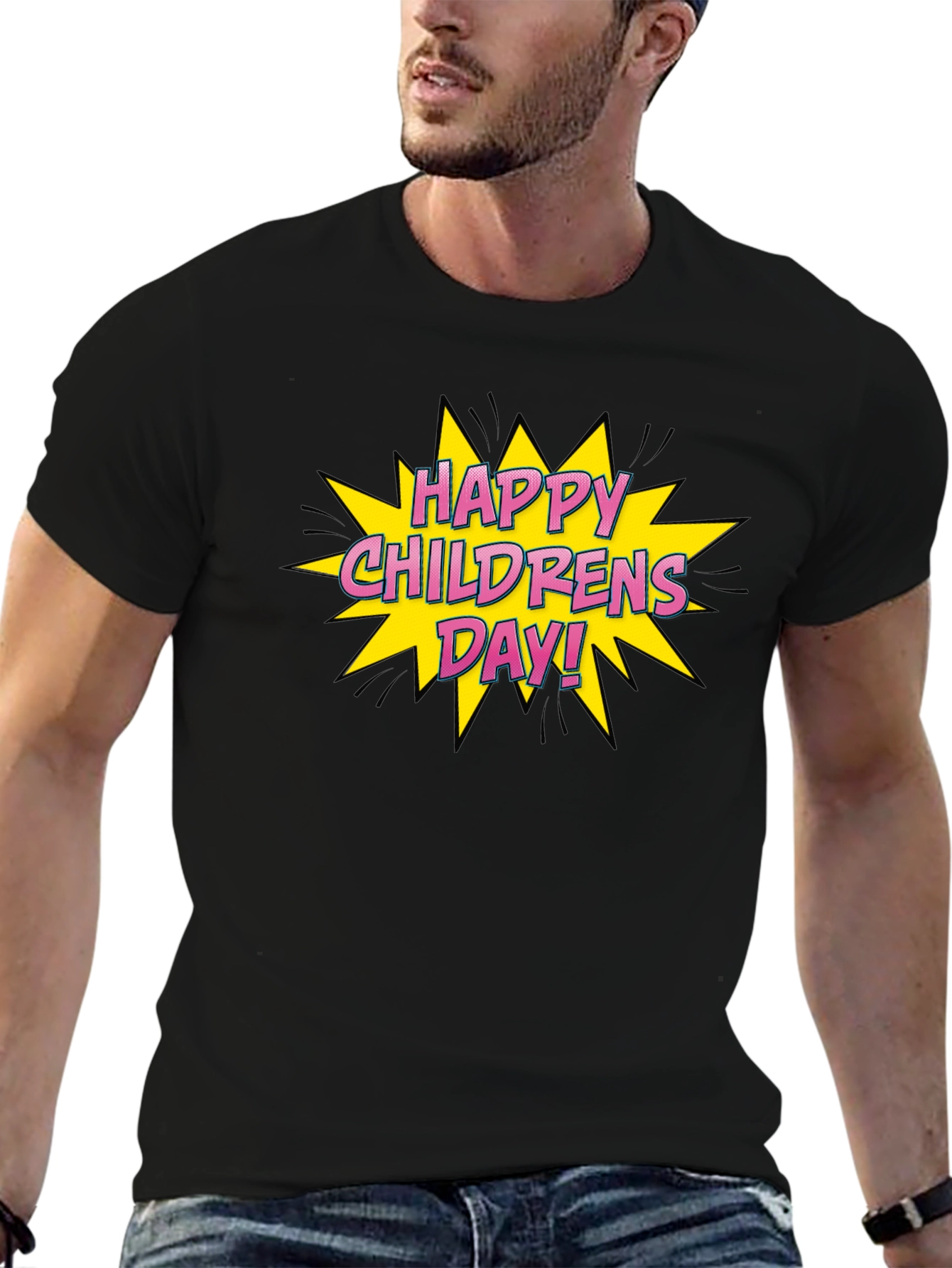 Happy Childrens Day Graphic Tee - Black